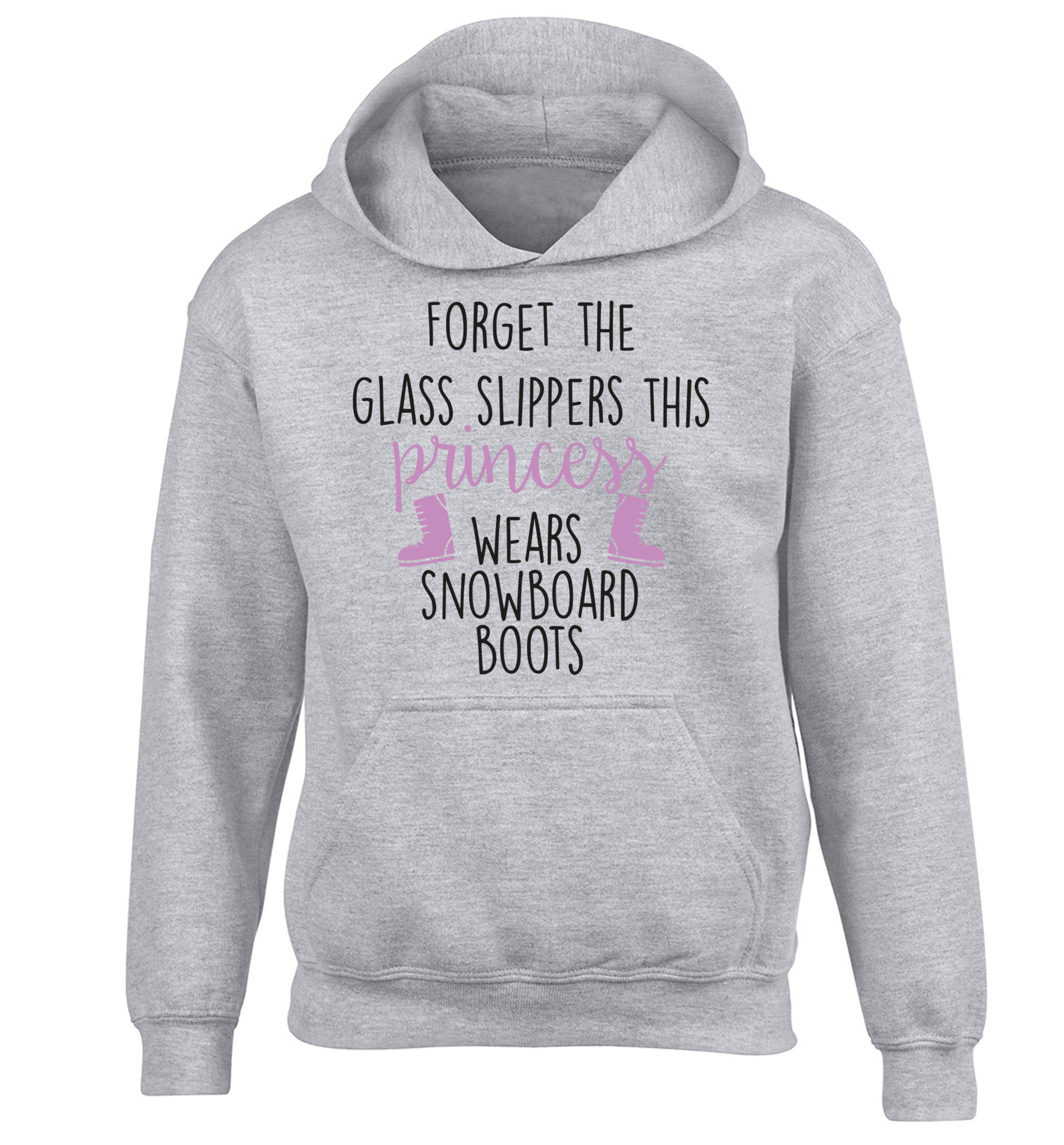 Forget the glass slippers this princess wears snowboard boots children's grey hoodie 12-14 Years