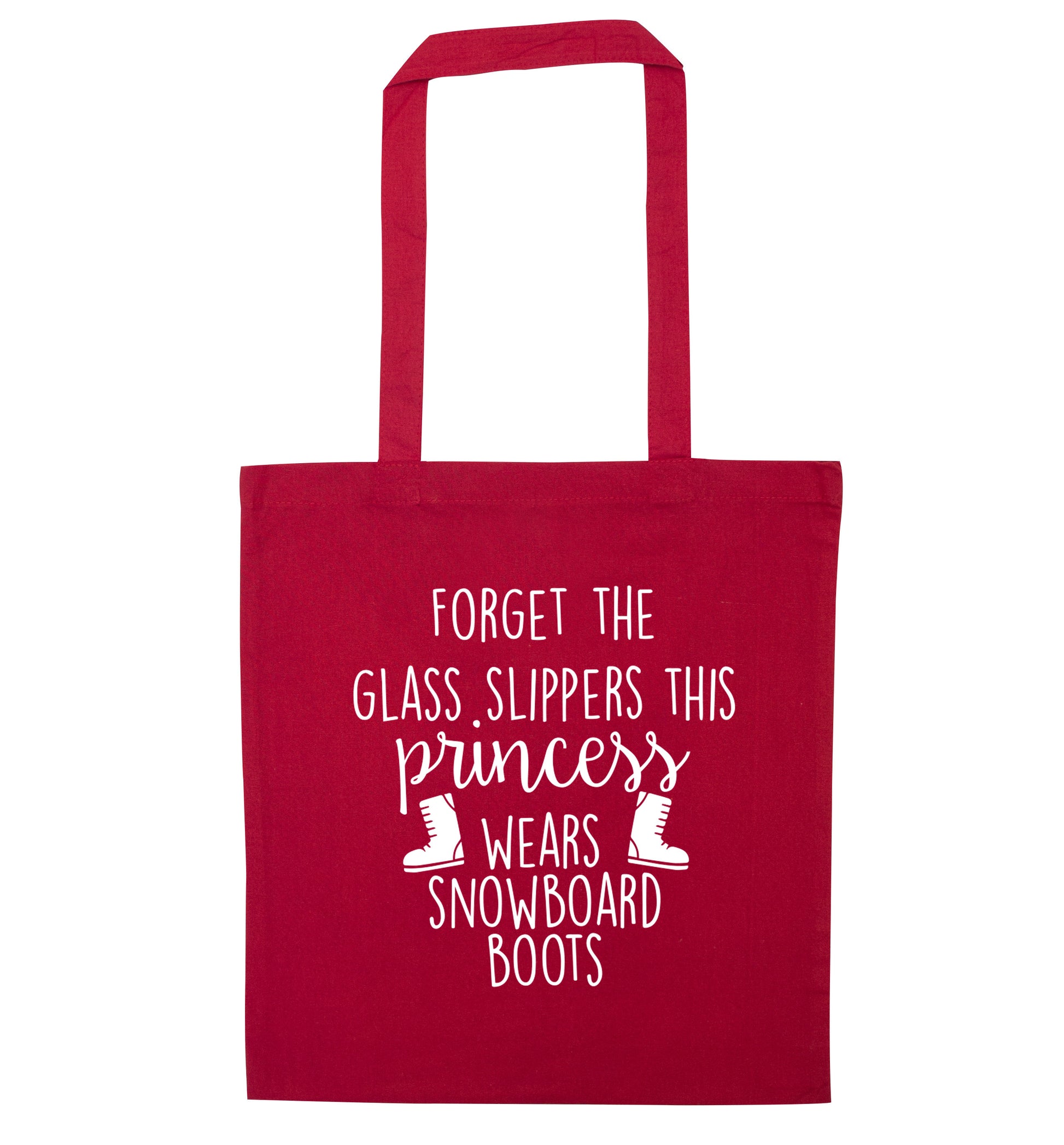 Forget the glass slippers this princess wears snowboard boots red tote bag