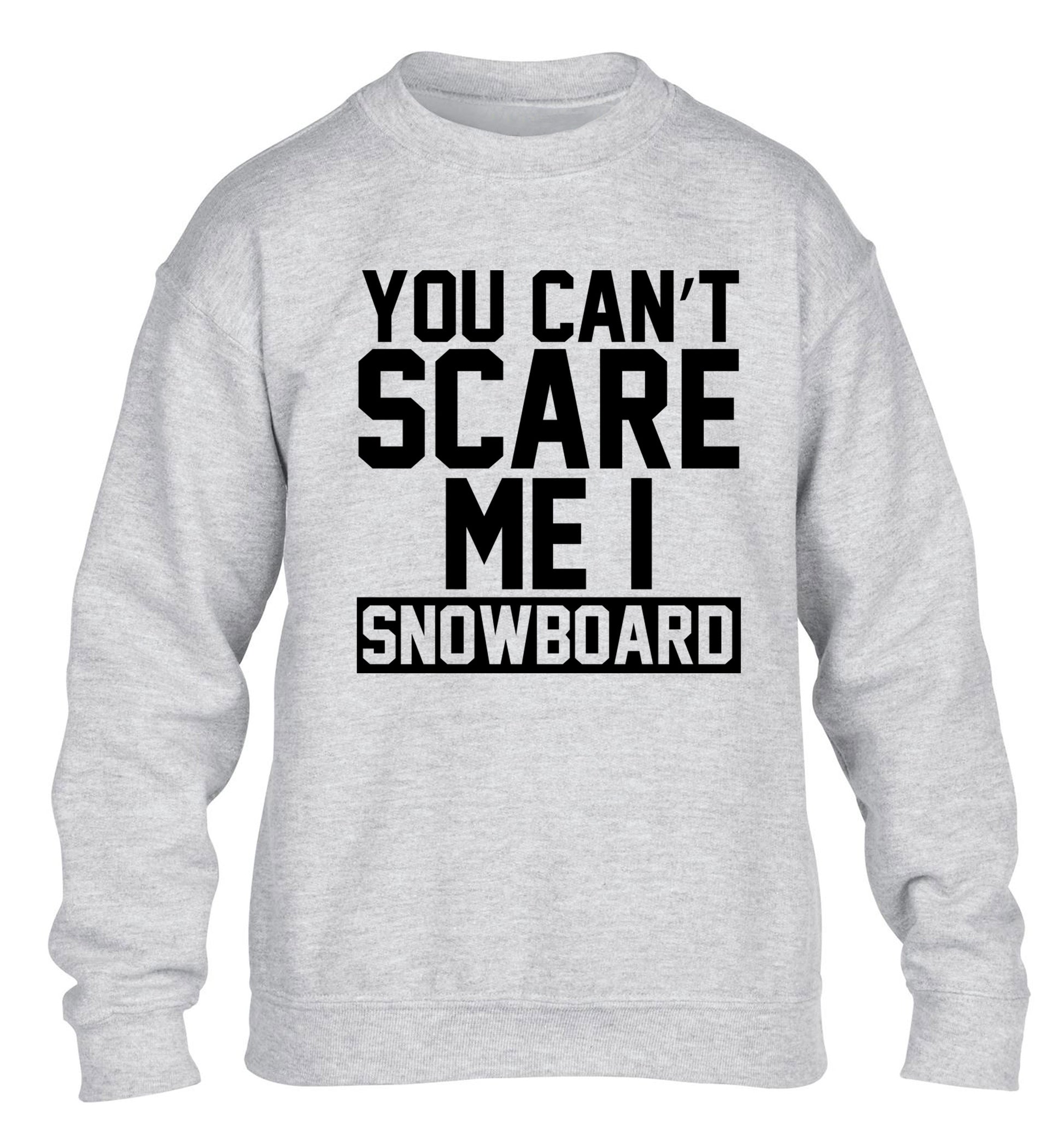 You can't scare me I snowboard children's grey sweater 12-14 Years