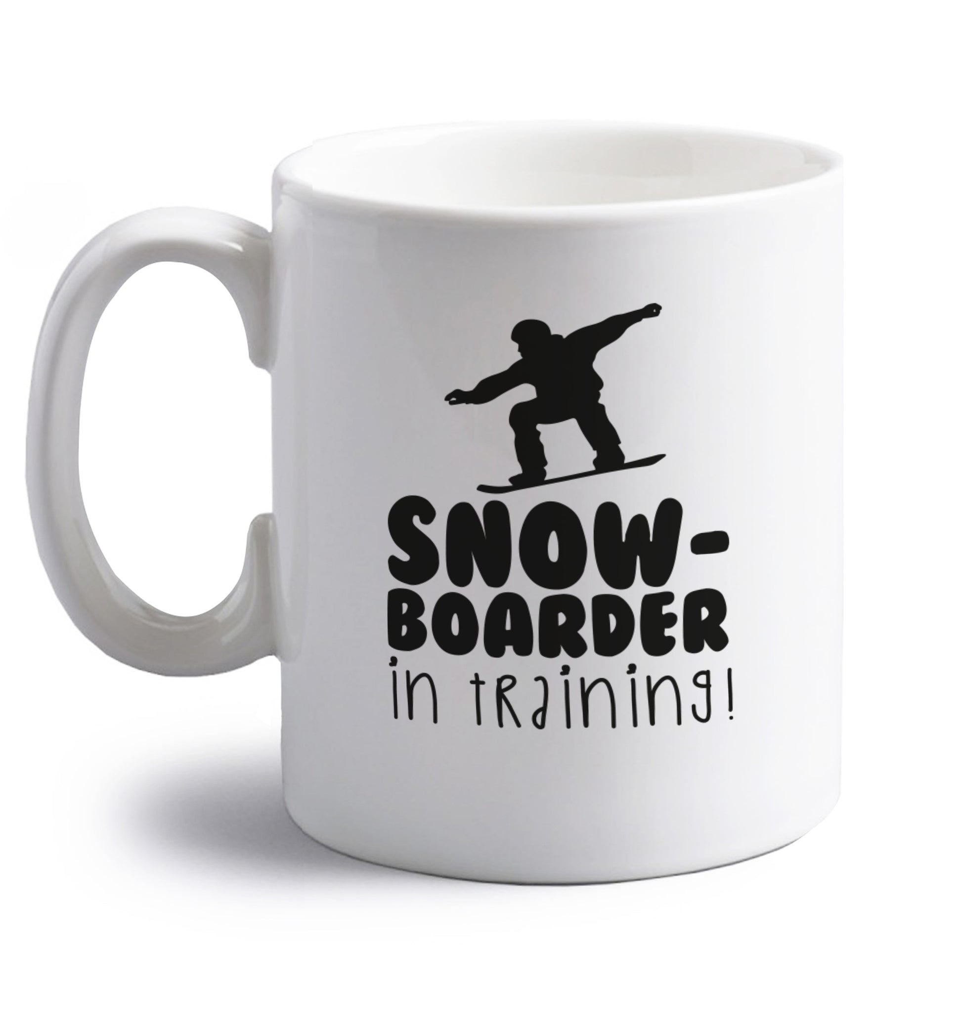 Snowboarder in training right handed white ceramic mug 