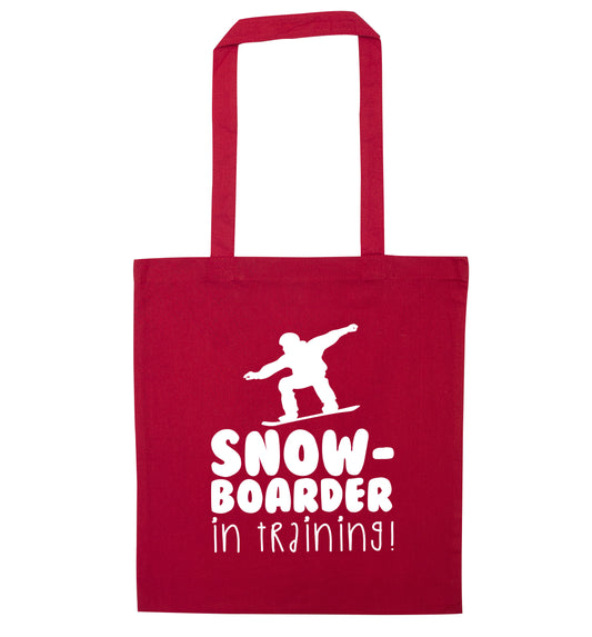 Snowboarder in training red tote bag