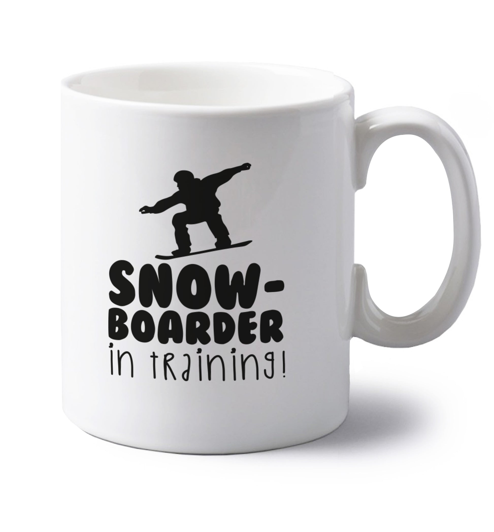 Snowboarder in training left handed white ceramic mug 