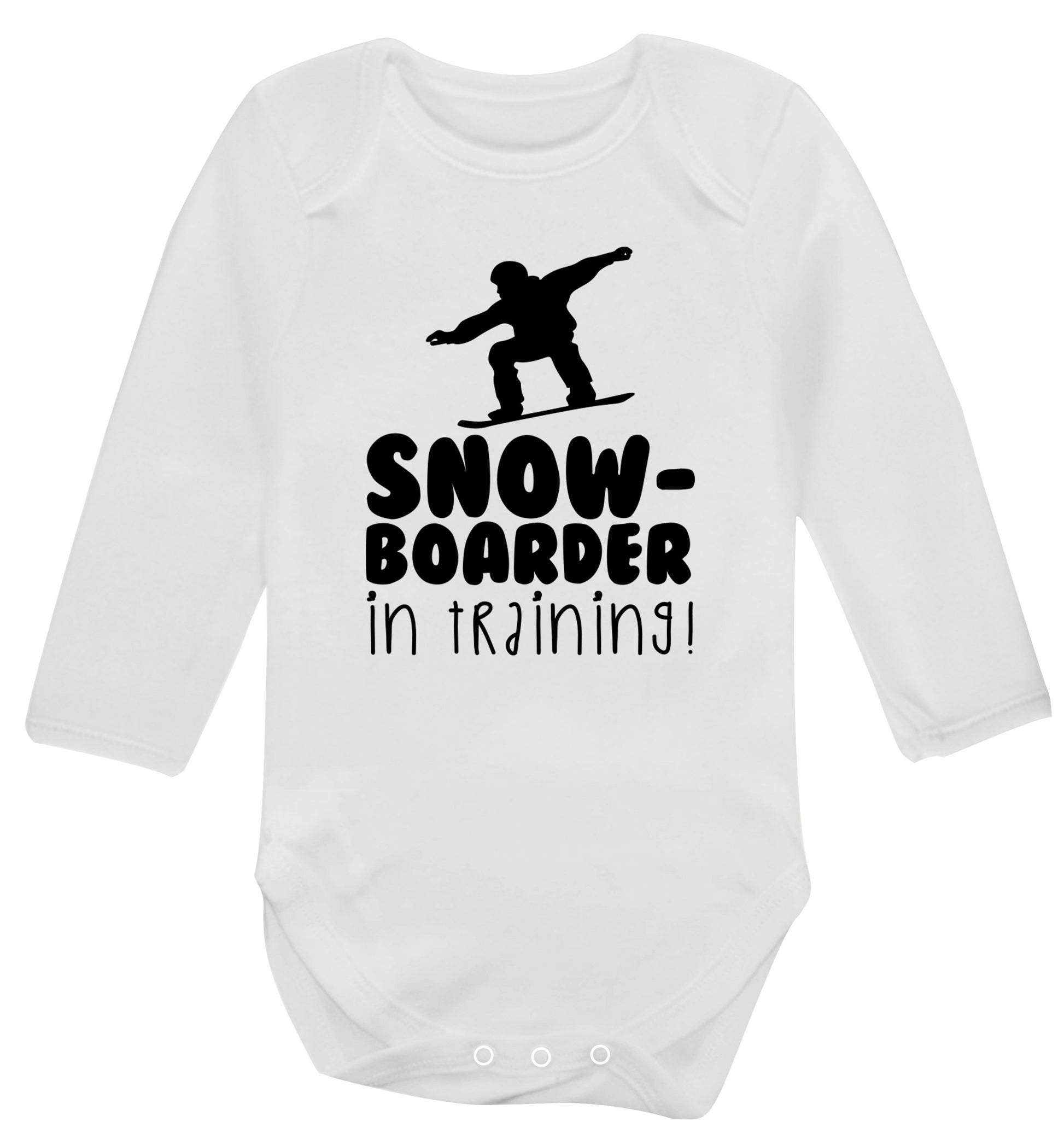 Snowboarder in training Baby Vest long sleeved white 6-12 months