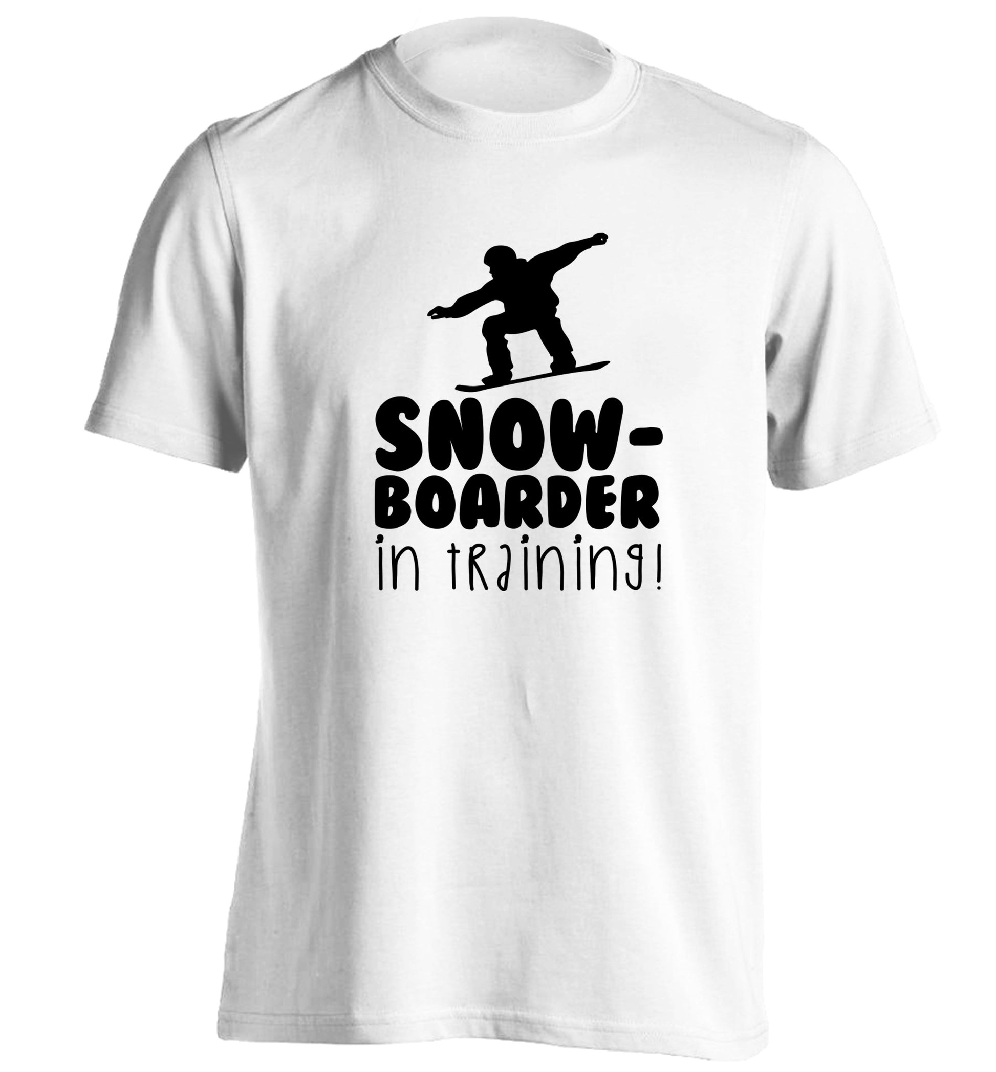 Snowboarder in training adults unisex white Tshirt 2XL
