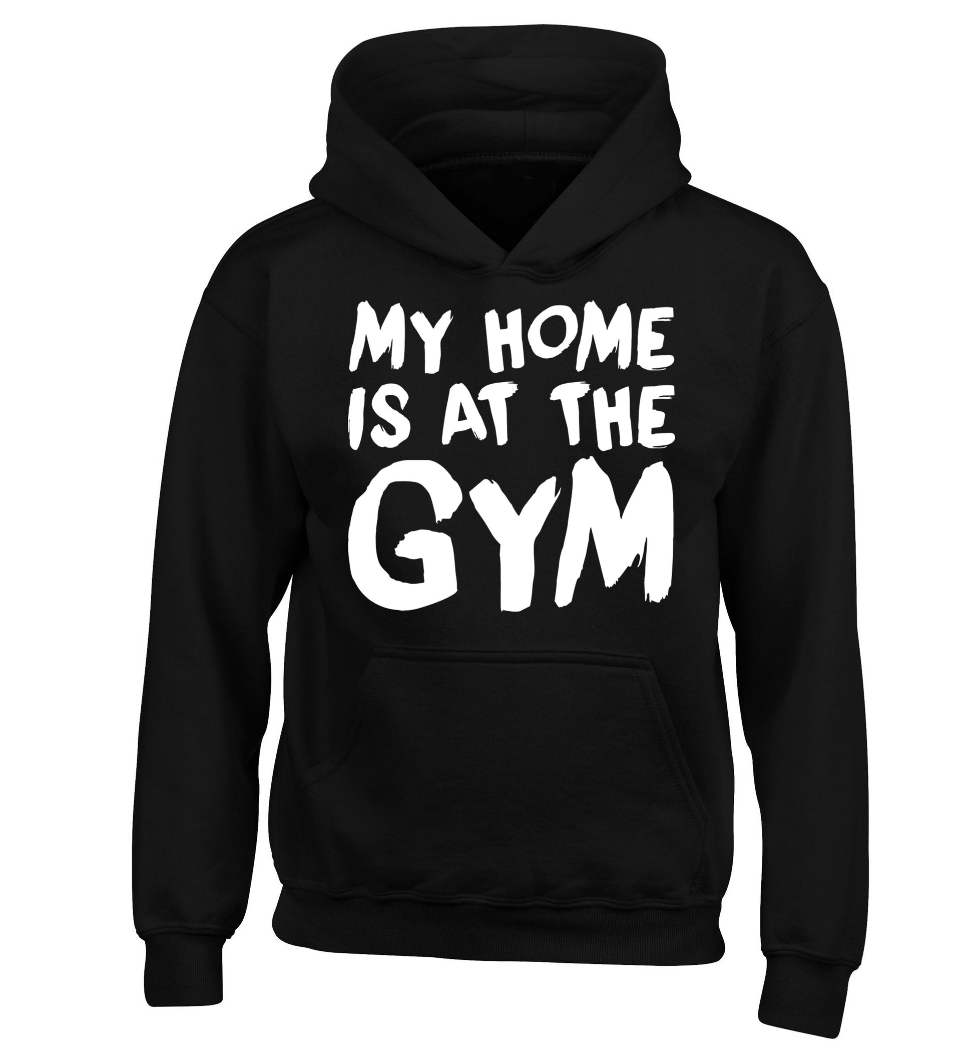 My home is at the gym children's black hoodie 12-14 Years