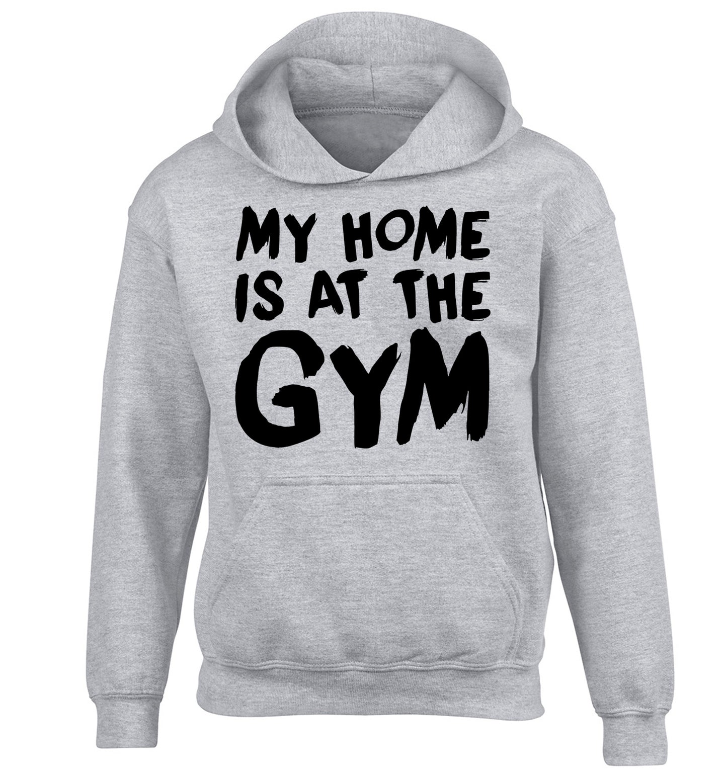 My home is at the gym children's grey hoodie 12-14 Years