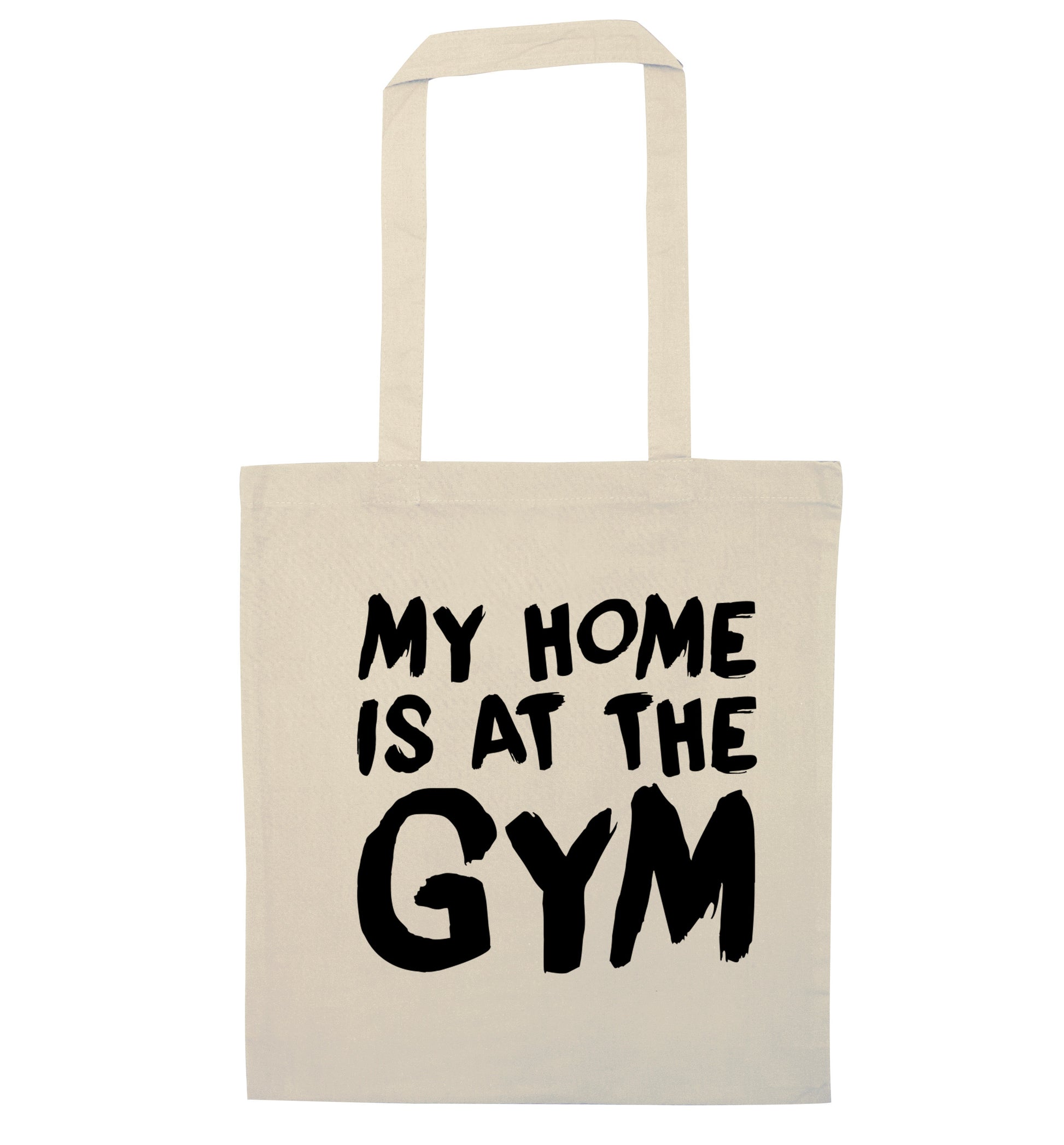 My home is at the gym natural tote bag