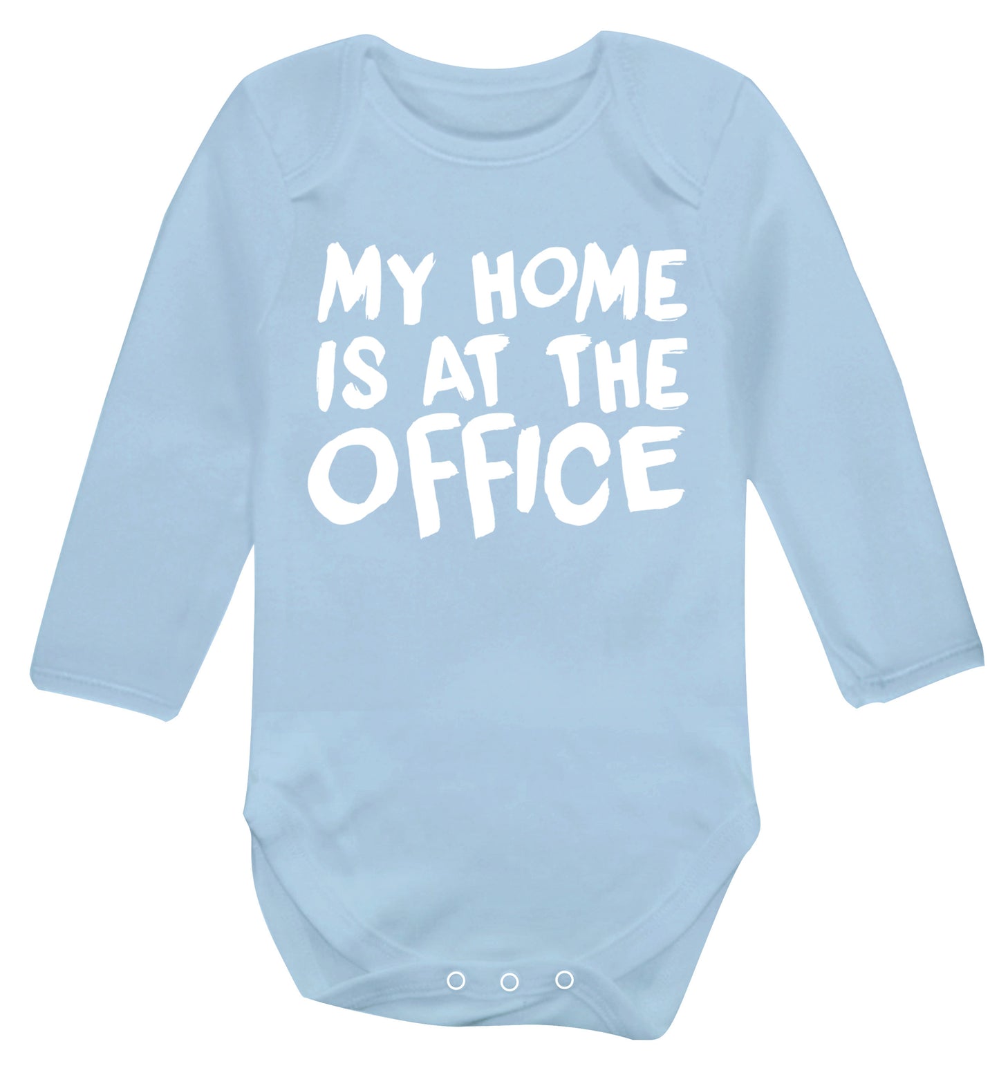 My home is at the office Baby Vest long sleeved pale blue 6-12 months