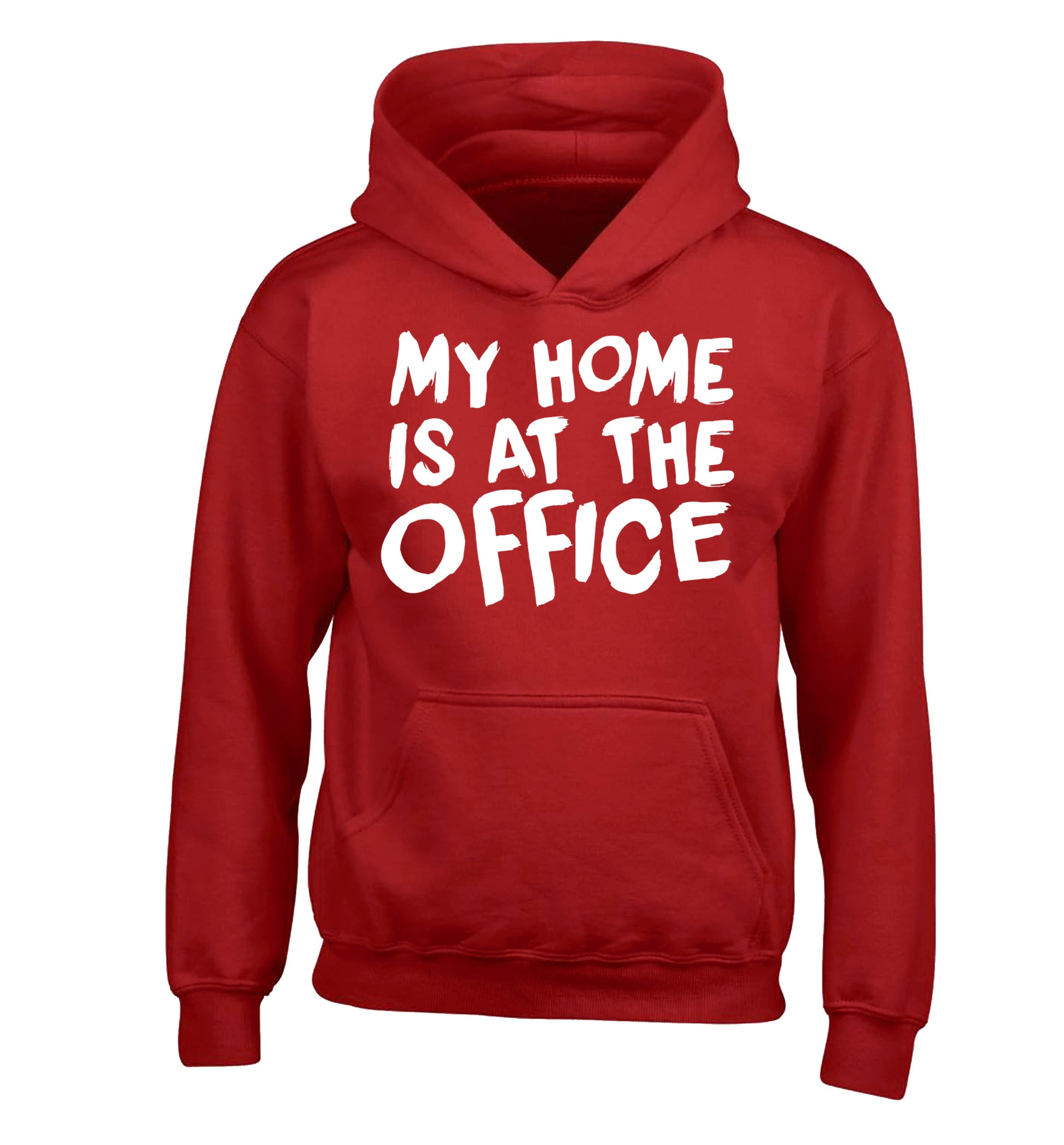 My home is at the office children's red hoodie 12-14 Years