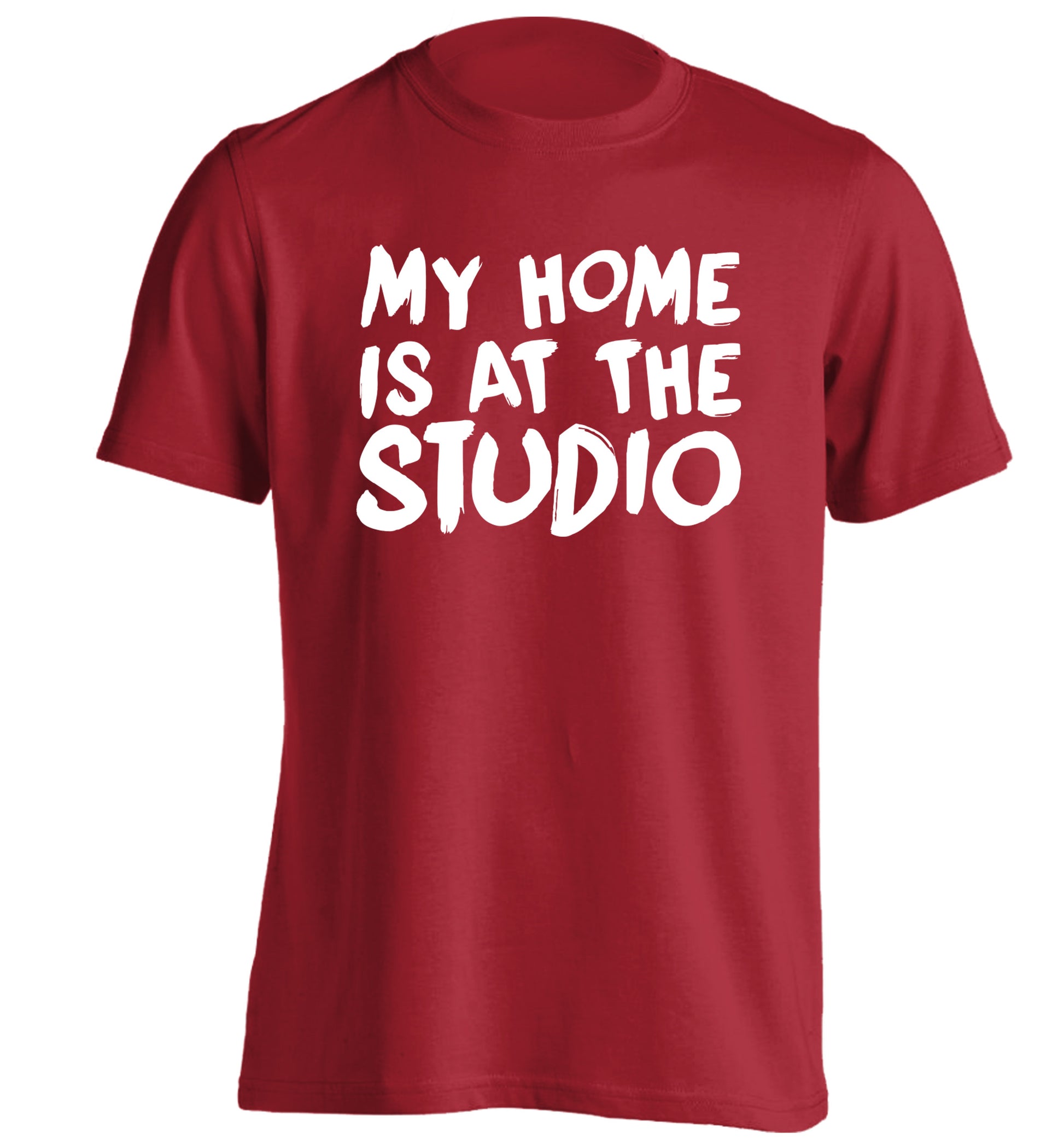 My home is at the studio adults unisex red Tshirt 2XL