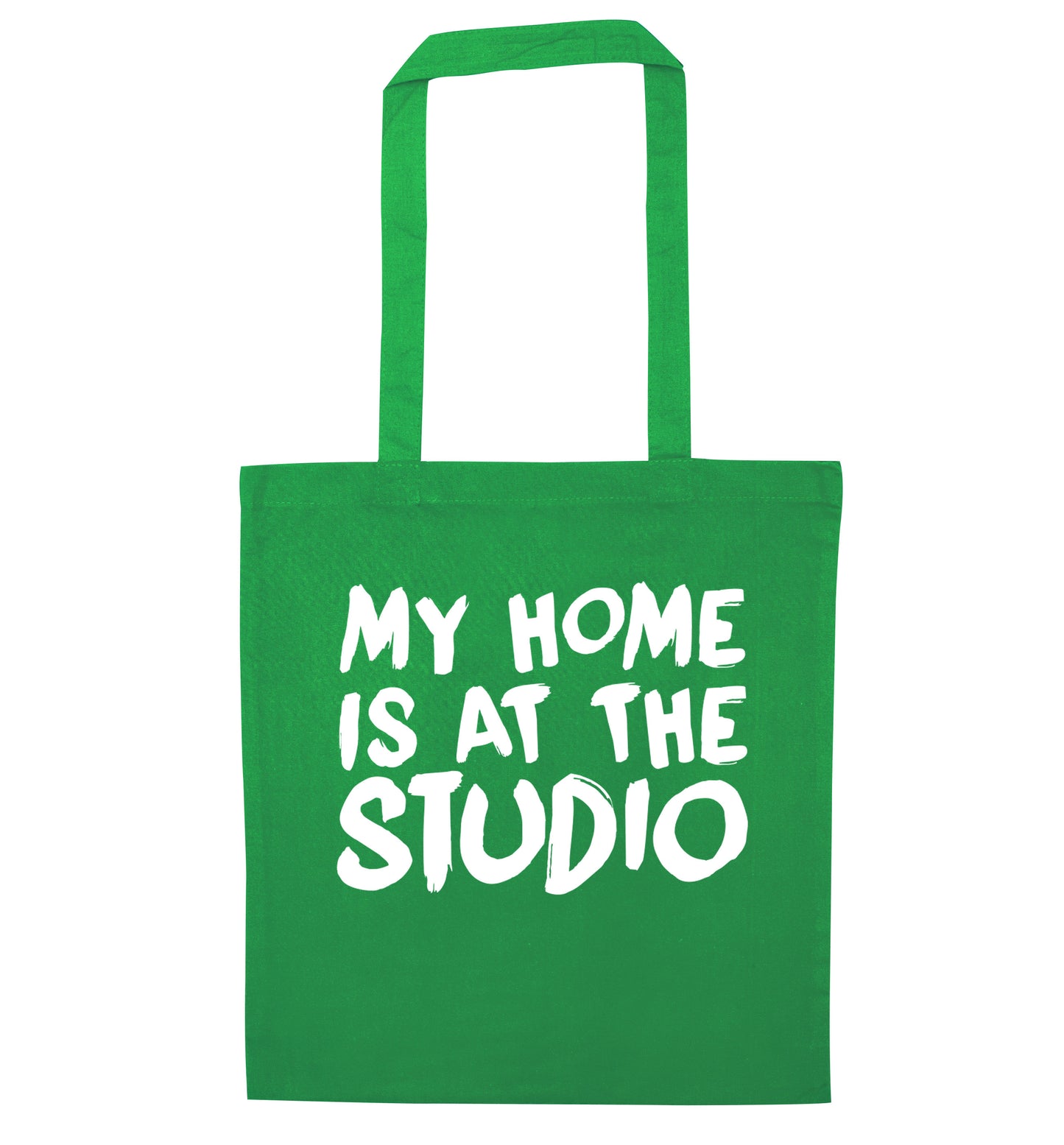 My home is at the studio green tote bag