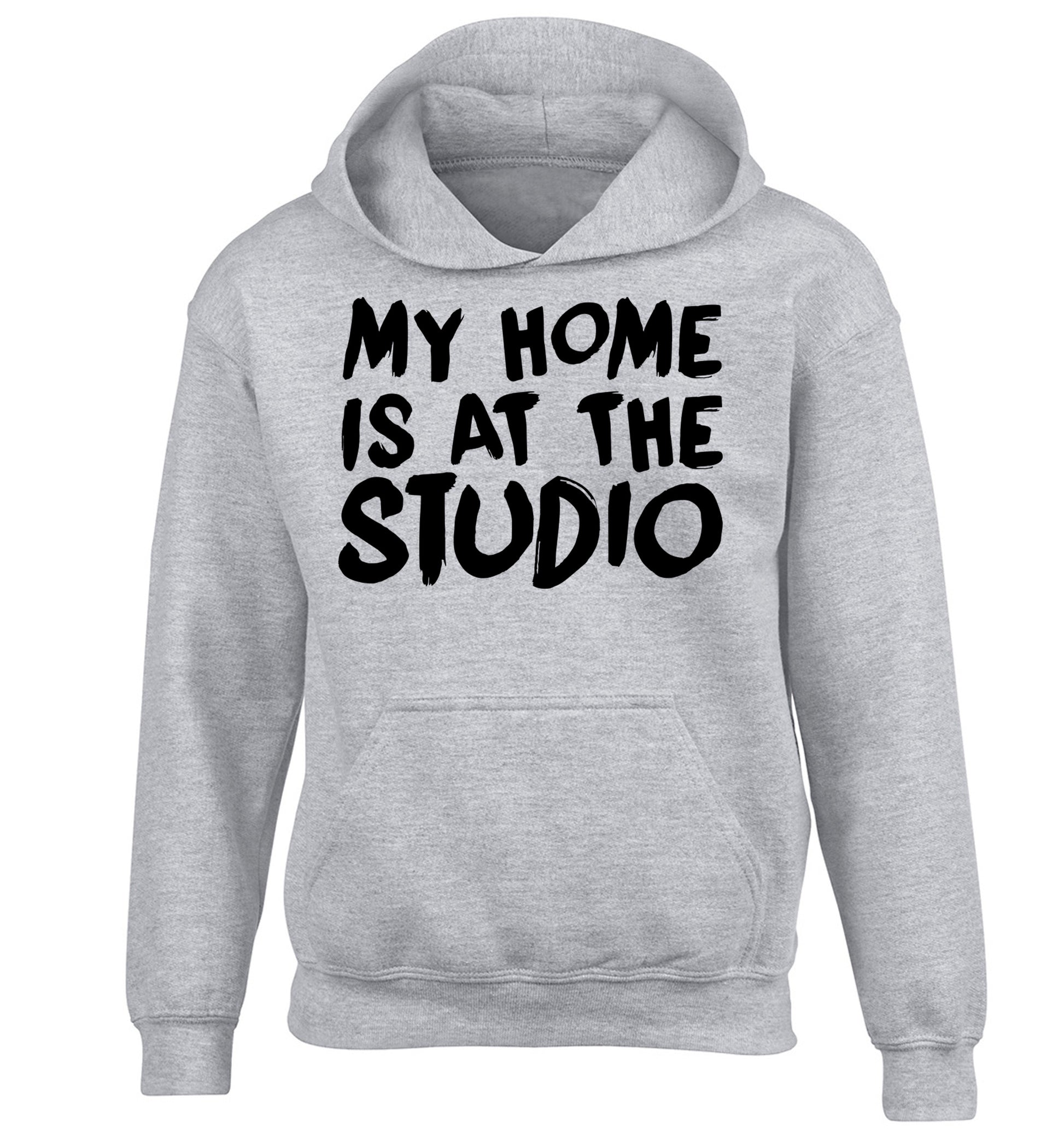 My home is at the studio children's grey hoodie 12-14 Years