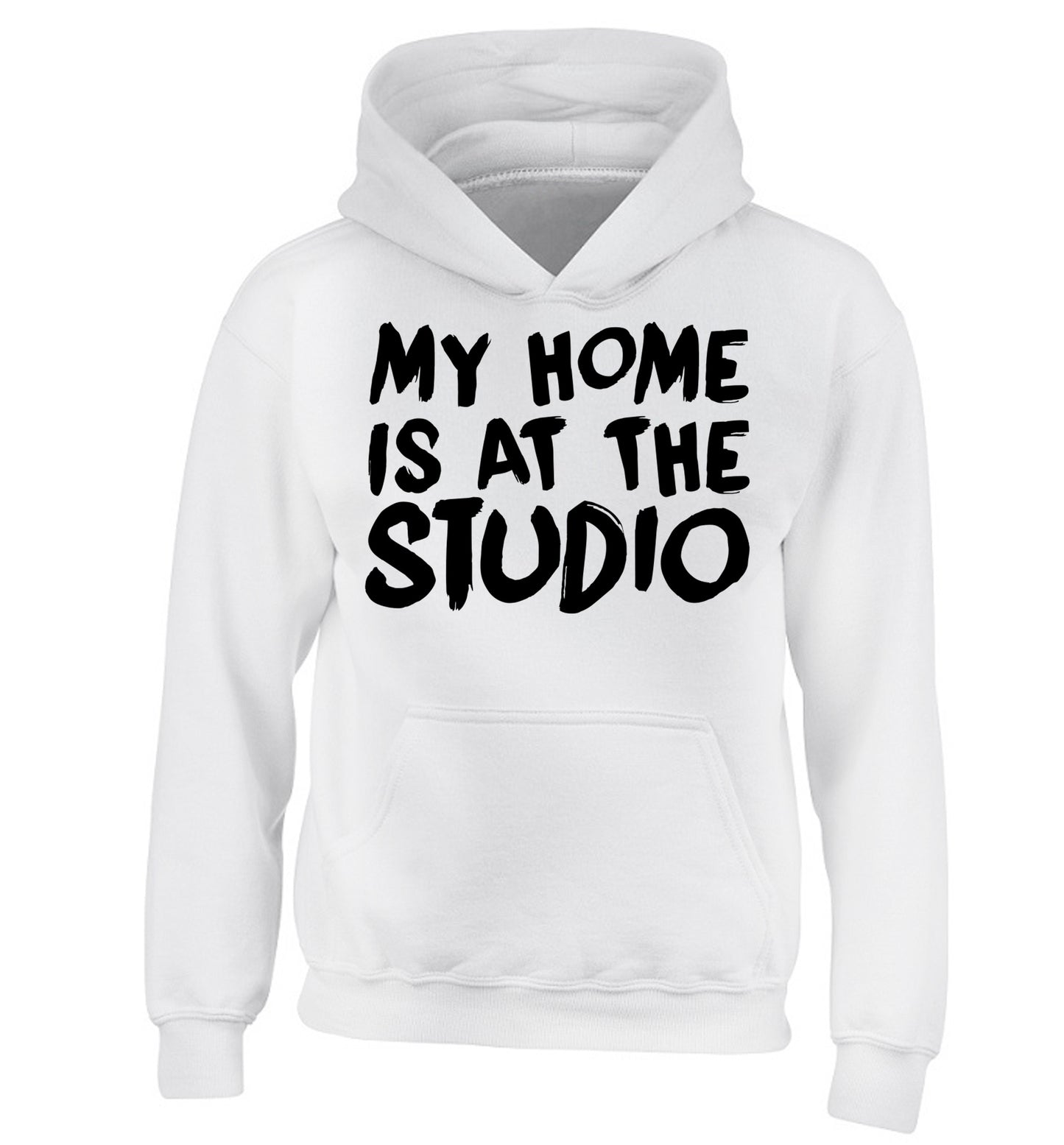 My home is at the studio children's white hoodie 12-14 Years