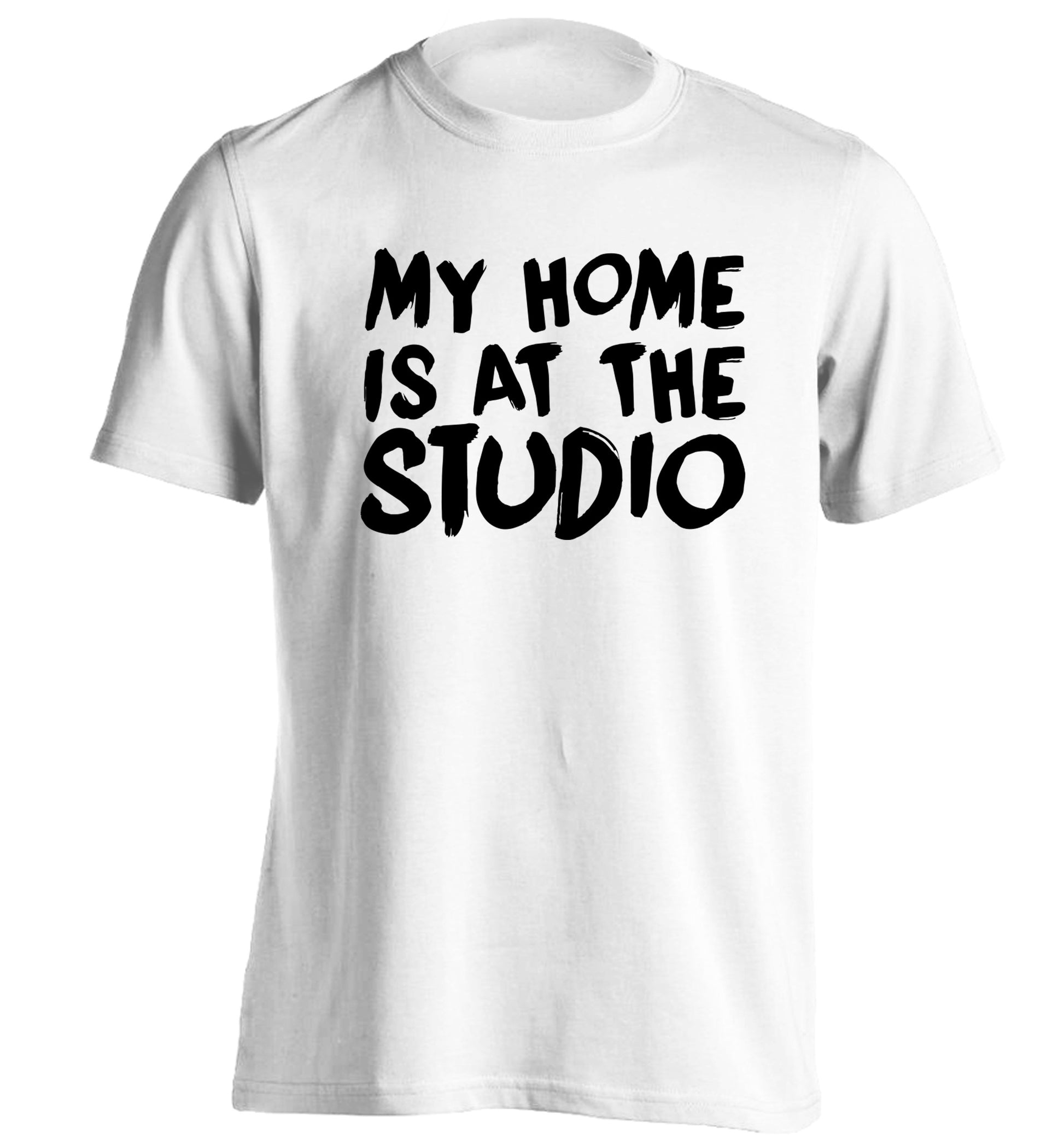 My home is at the studio adults unisex white Tshirt 2XL