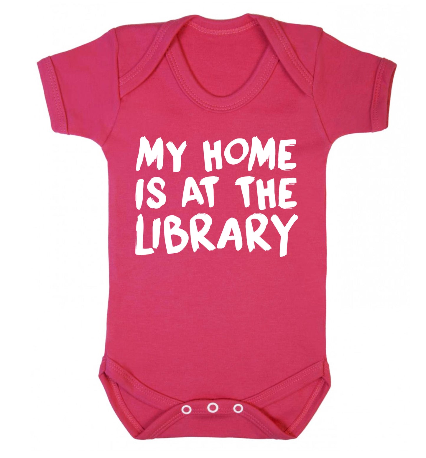My home is at the library Baby Vest dark pink 18-24 months