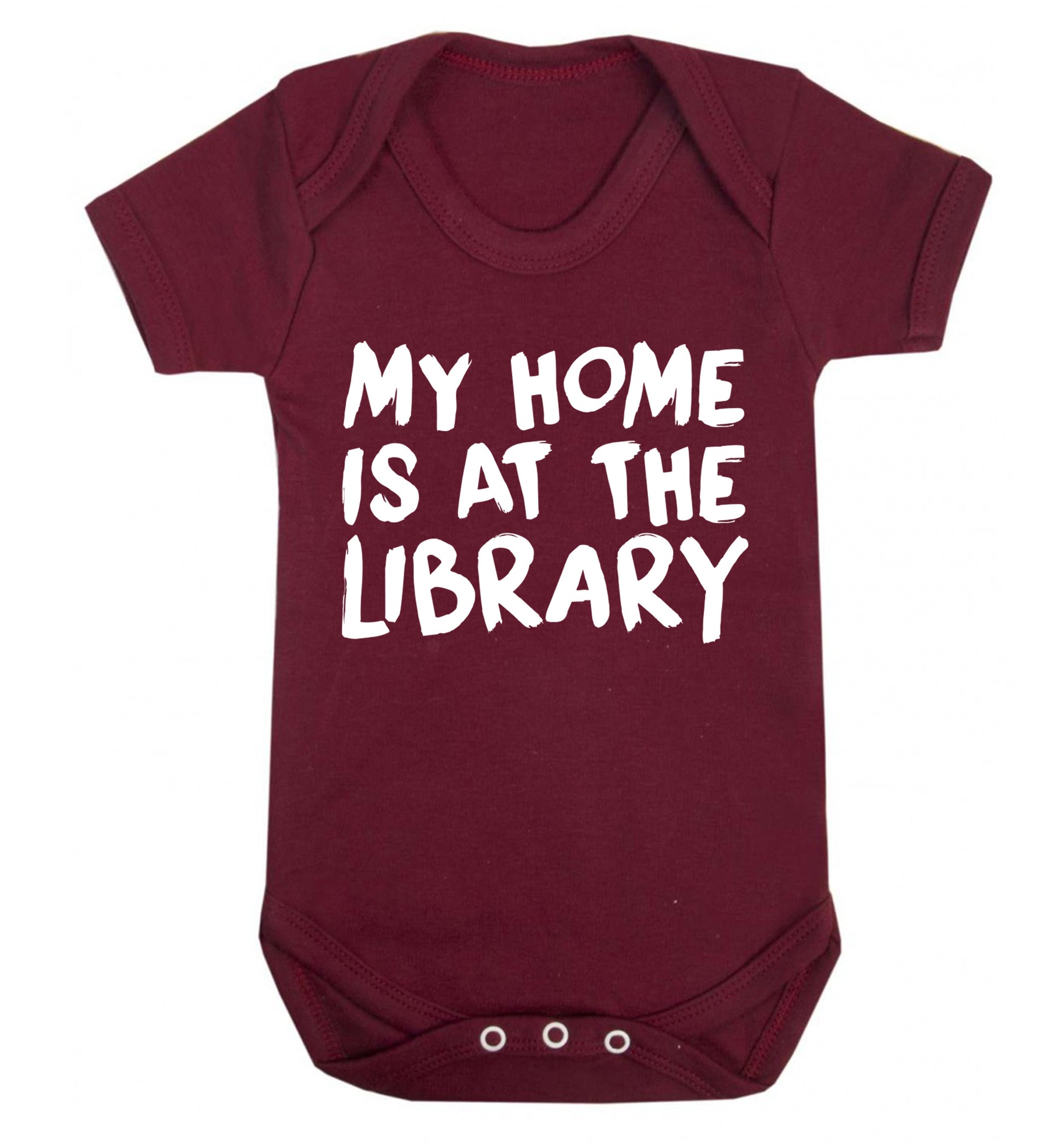 My home is at the library Baby Vest maroon 18-24 months
