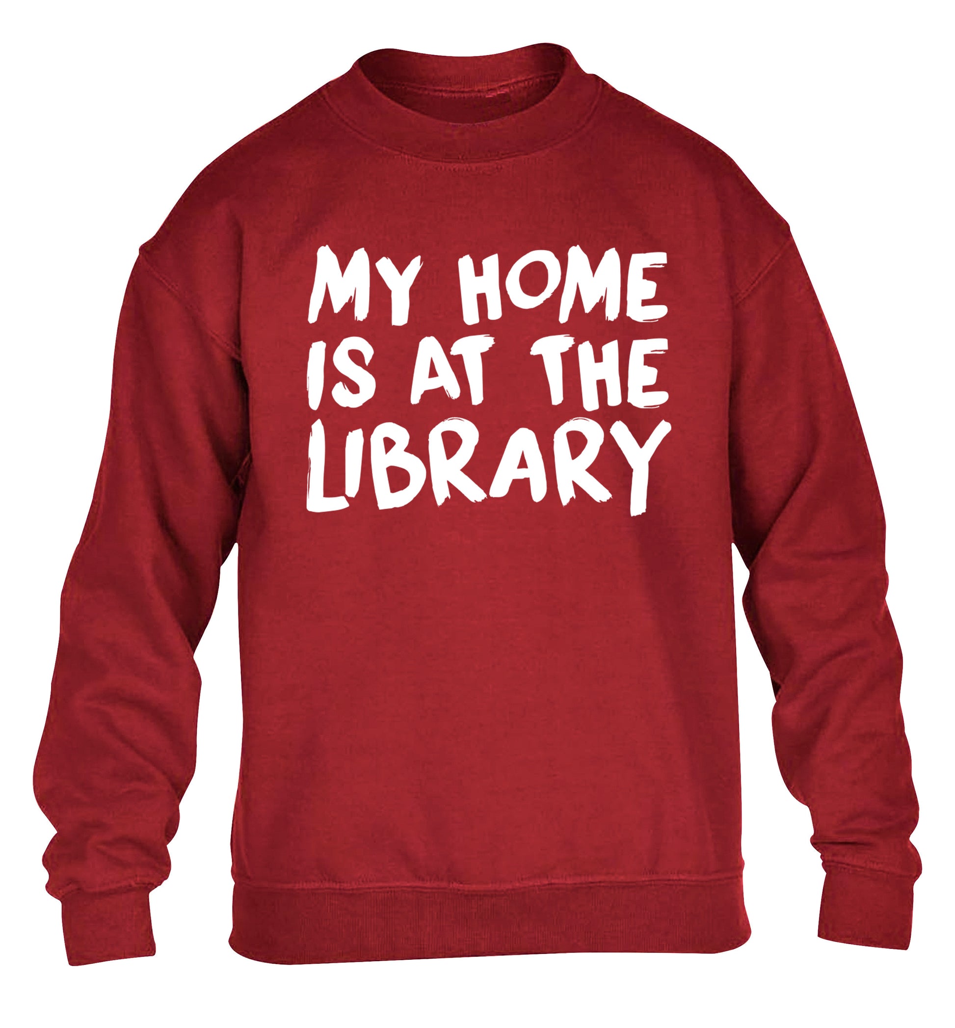 My home is at the library children's grey sweater 12-14 Years