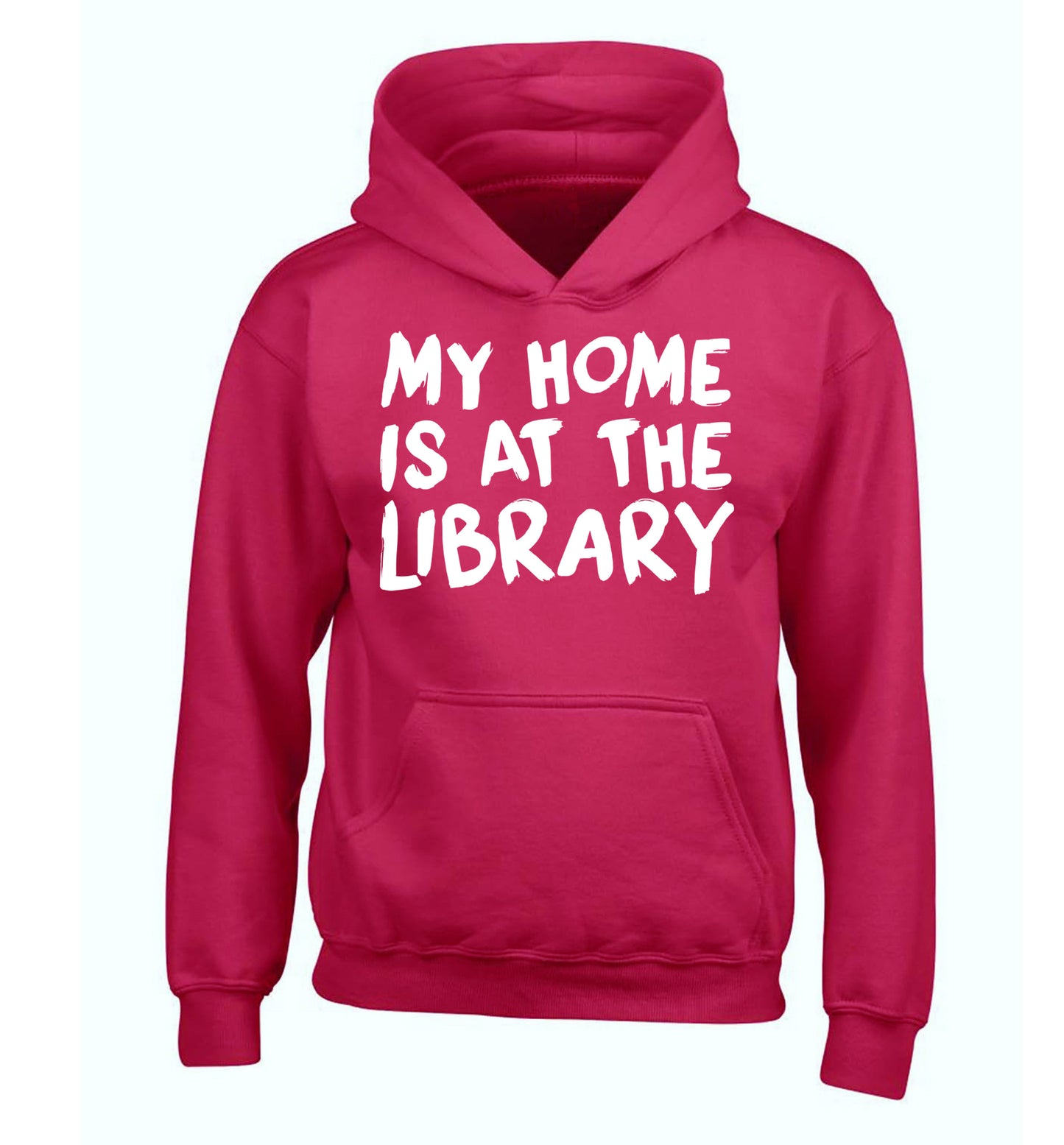 My home is at the library children's pink hoodie 12-14 Years