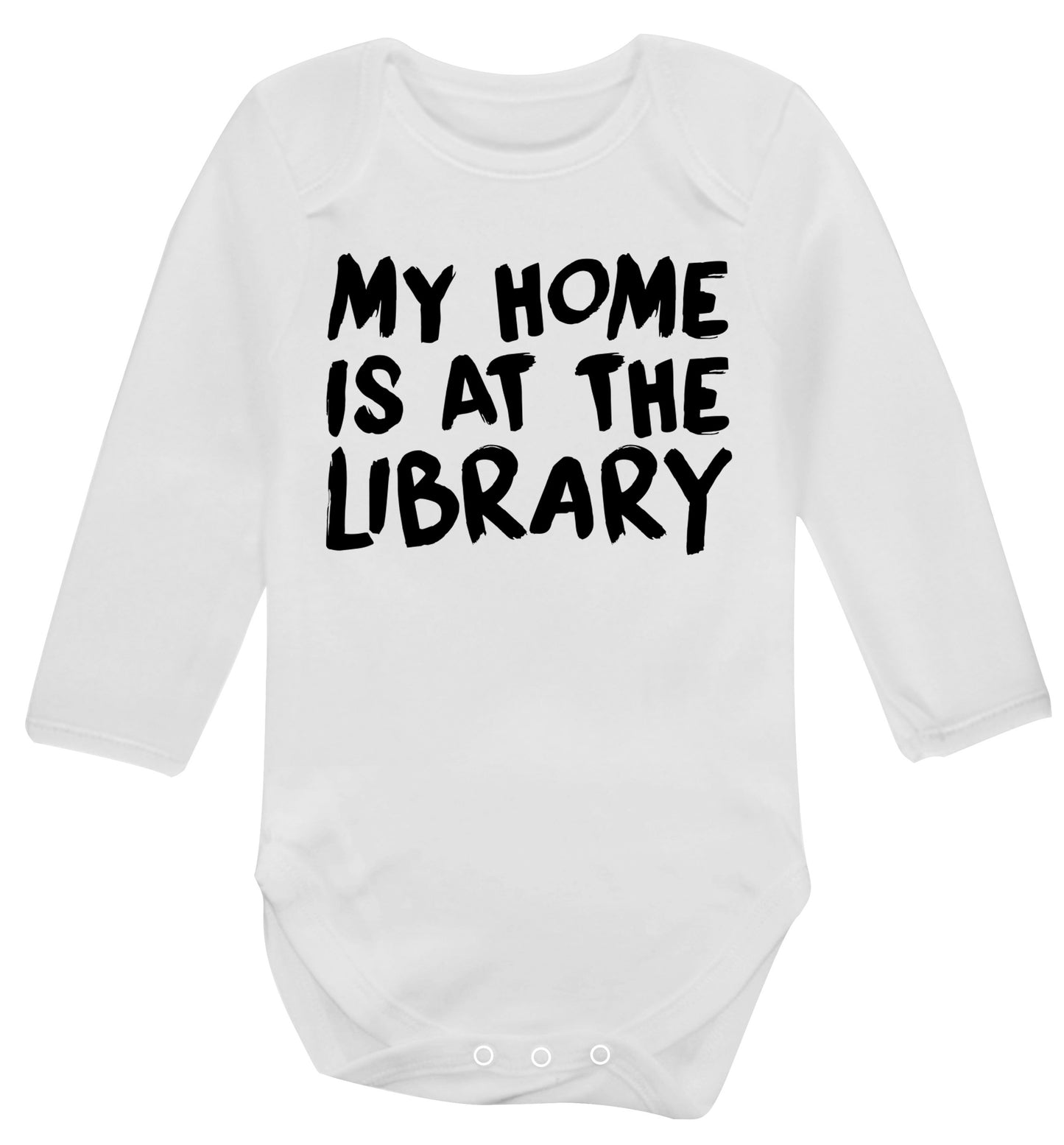 My home is at the library Baby Vest long sleeved white 6-12 months