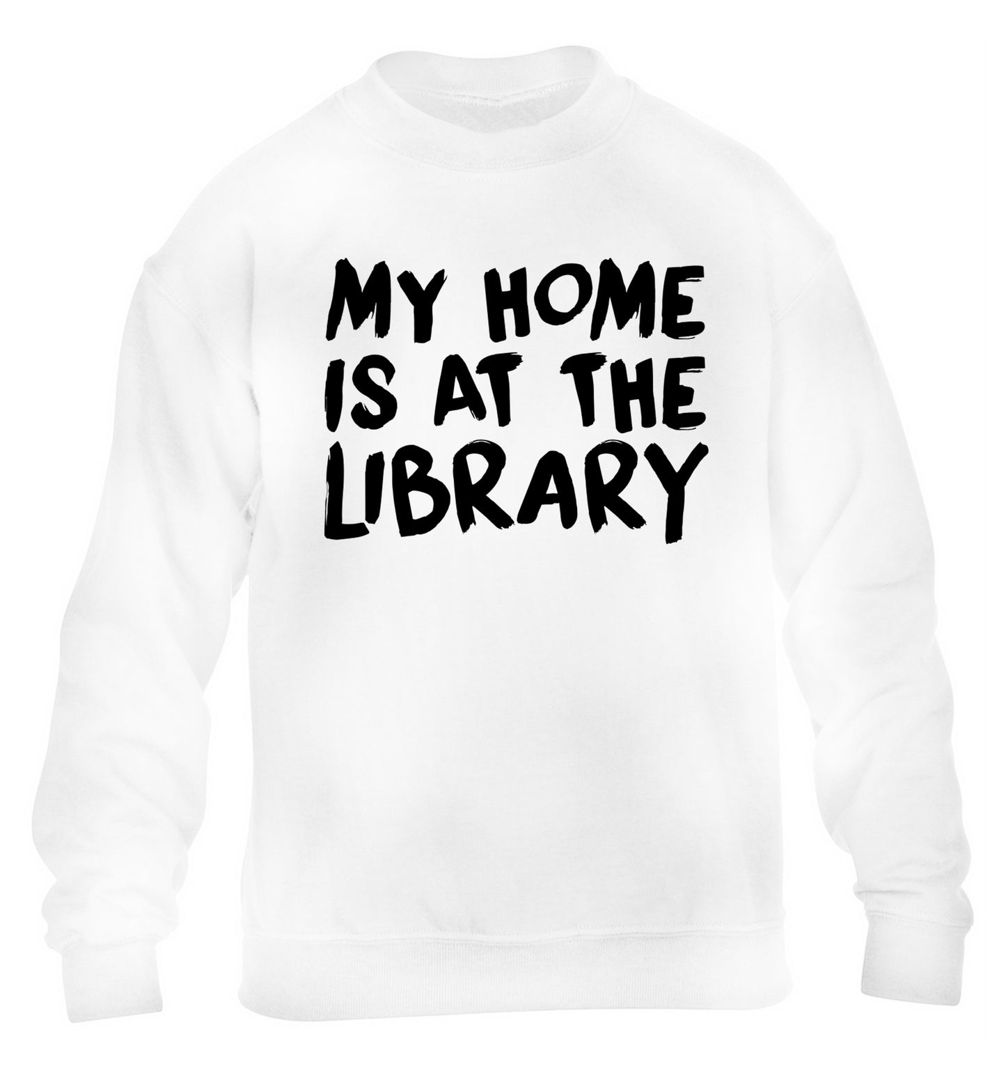 My home is at the library children's white sweater 12-14 Years