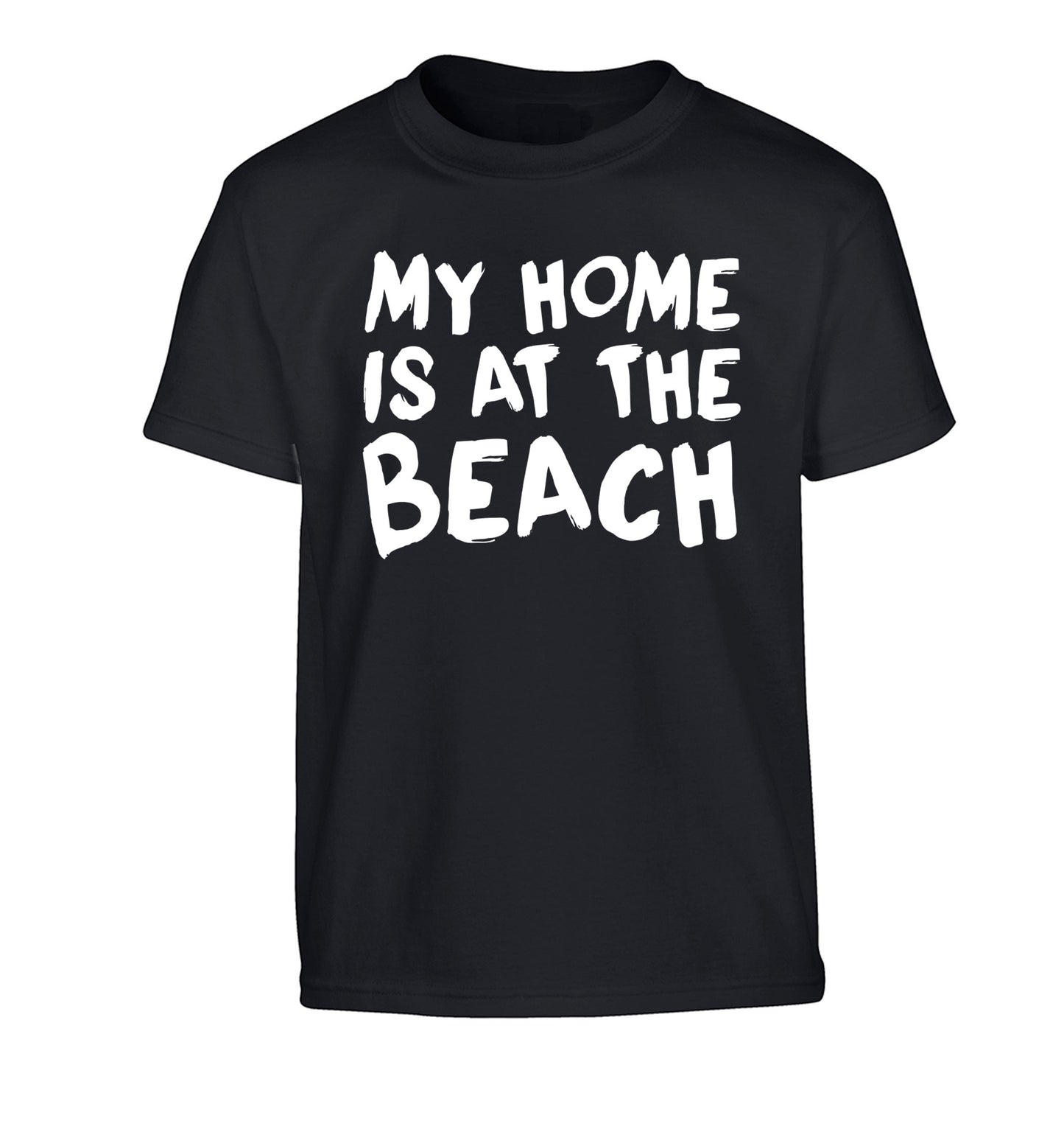 My home is at the beach Children's black Tshirt 12-14 Years