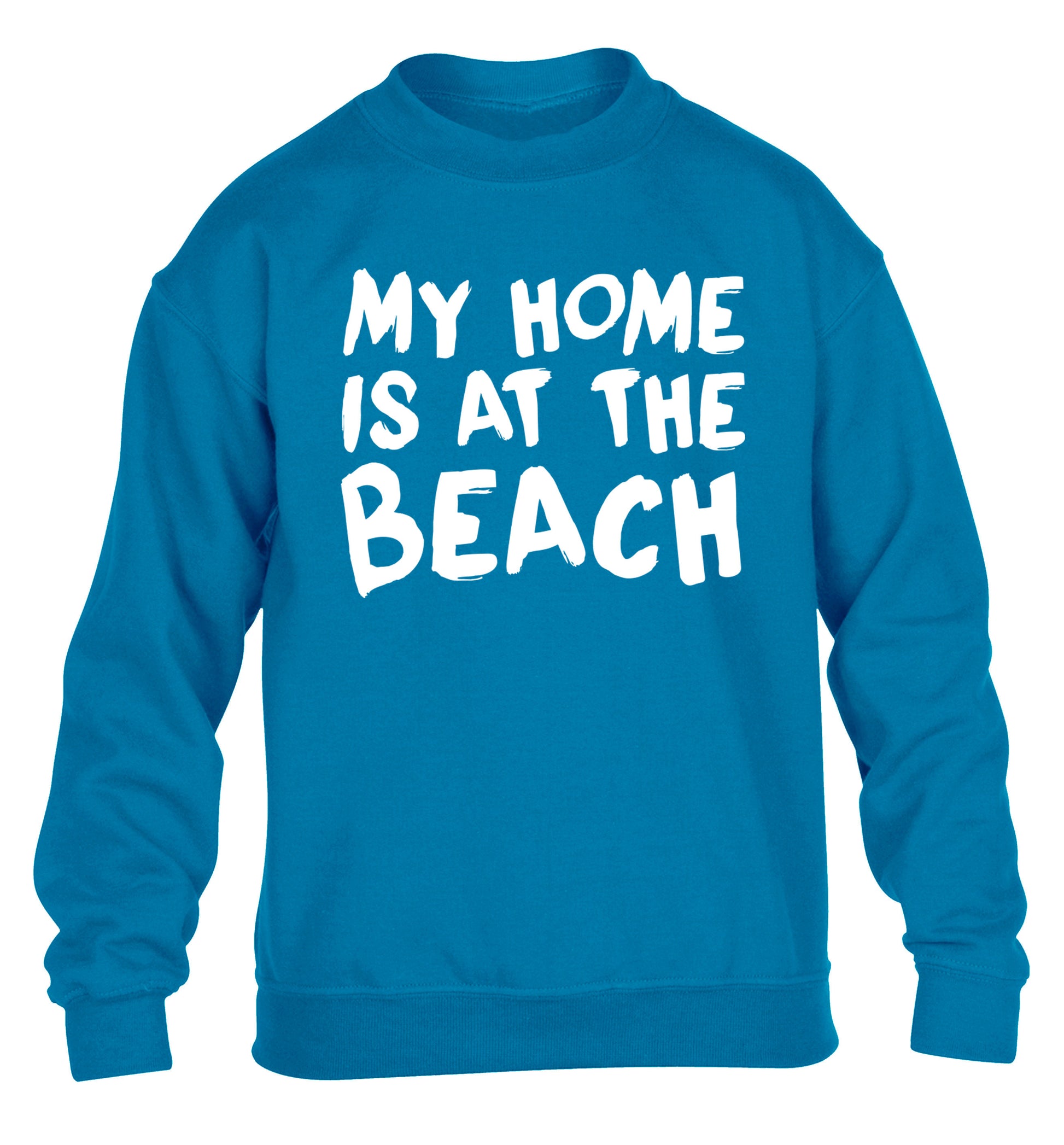 My home is at the beach children's blue sweater 12-14 Years