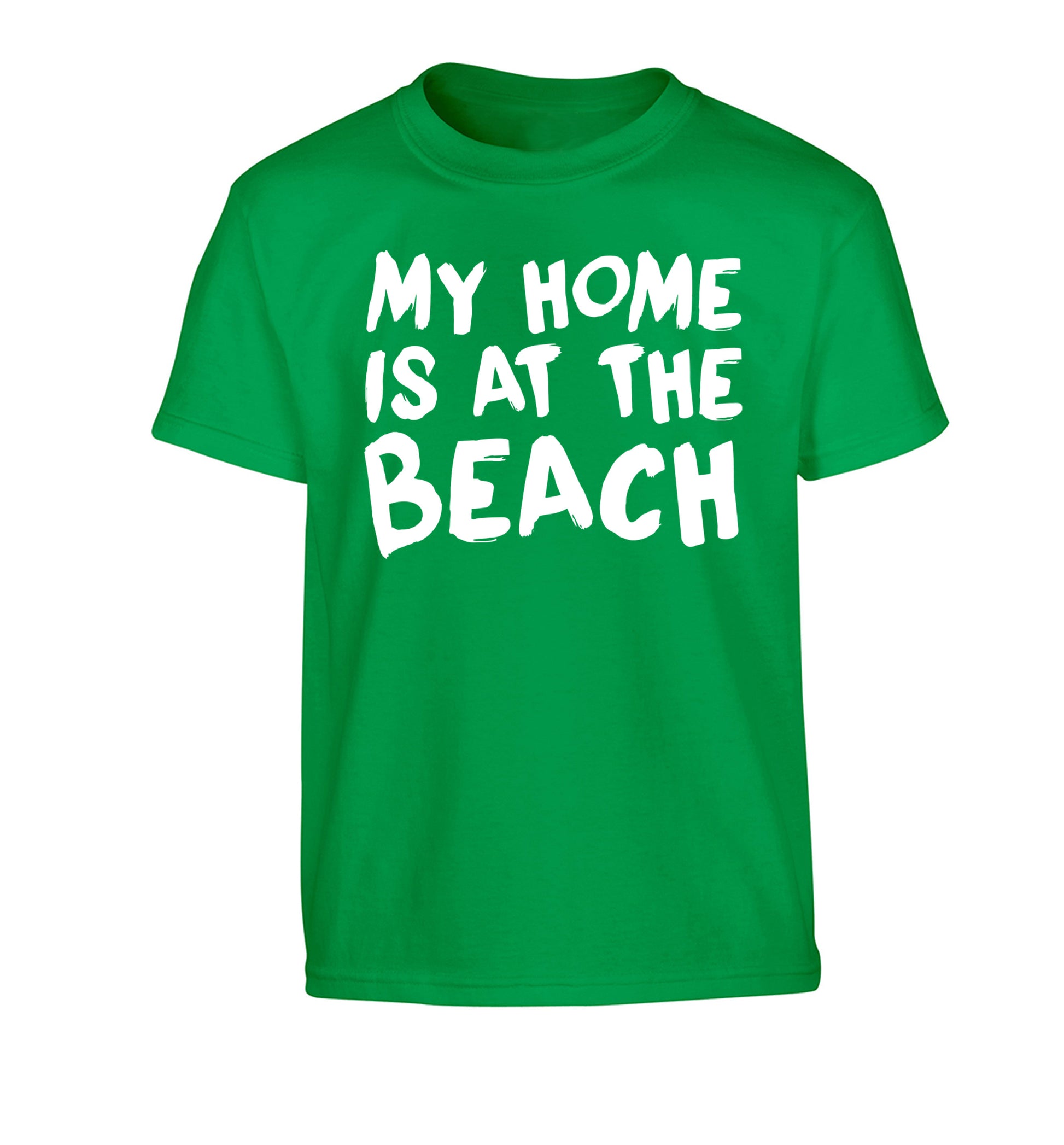 My home is at the beach Children's green Tshirt 12-14 Years