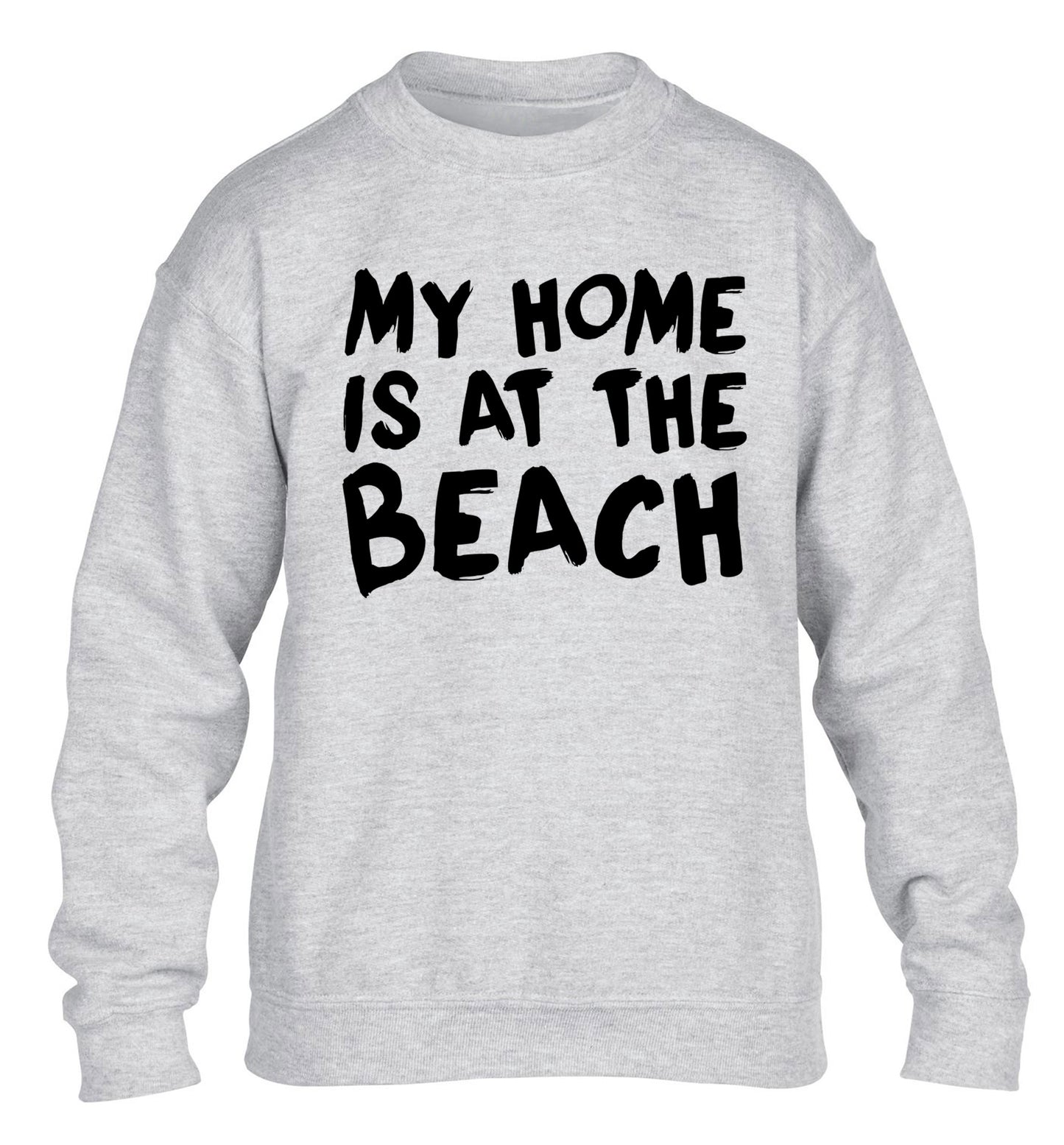 My home is at the beach children's grey sweater 12-14 Years