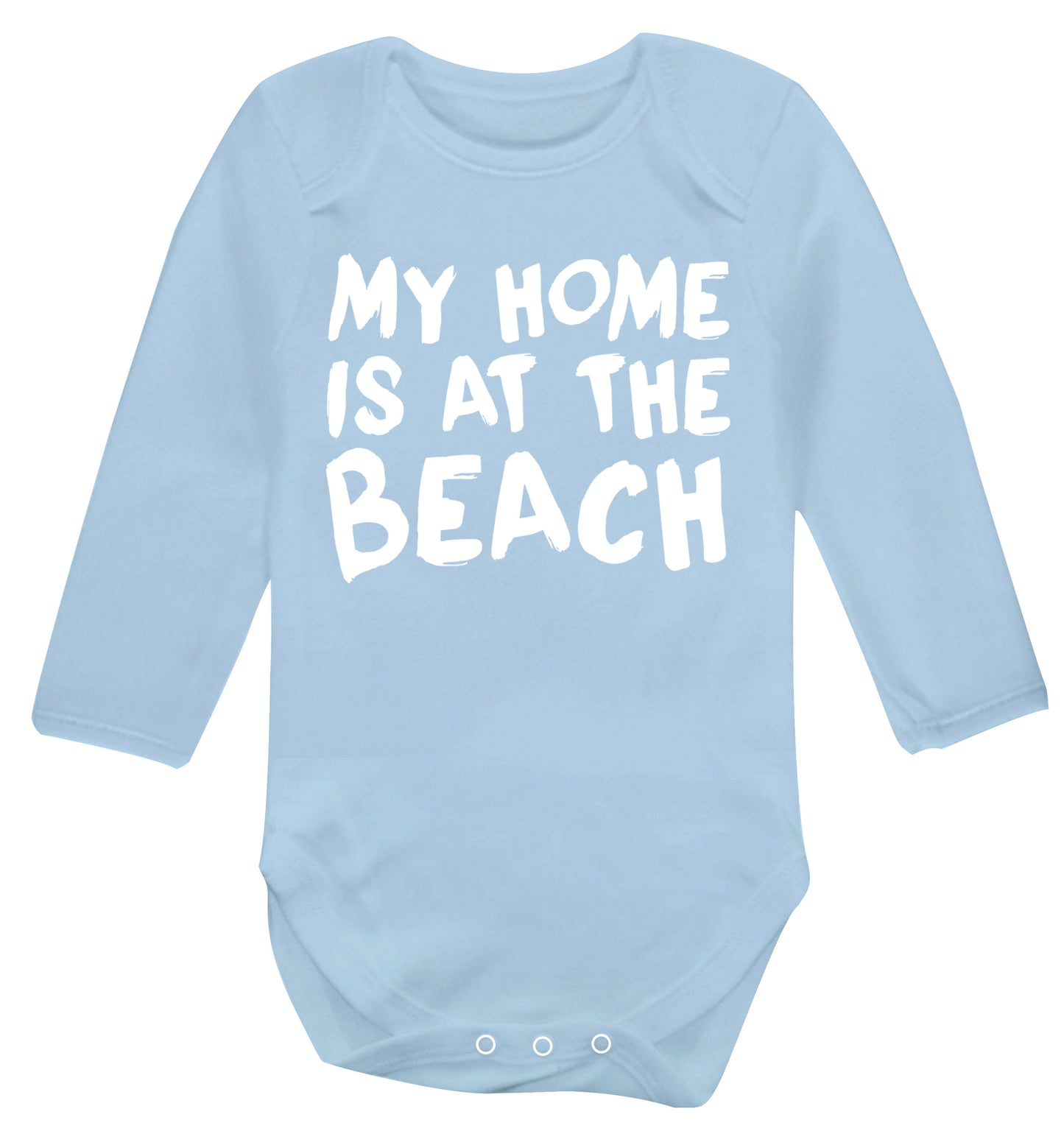 My home is at the beach Baby Vest long sleeved pale blue 6-12 months