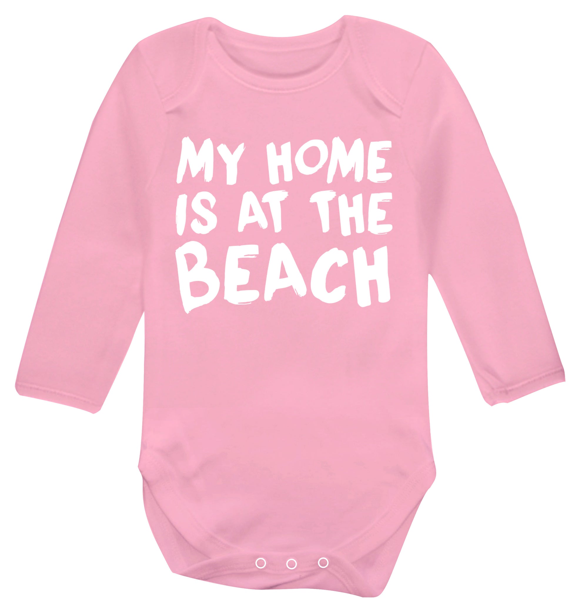 My home is at the beach Baby Vest long sleeved pale pink 6-12 months