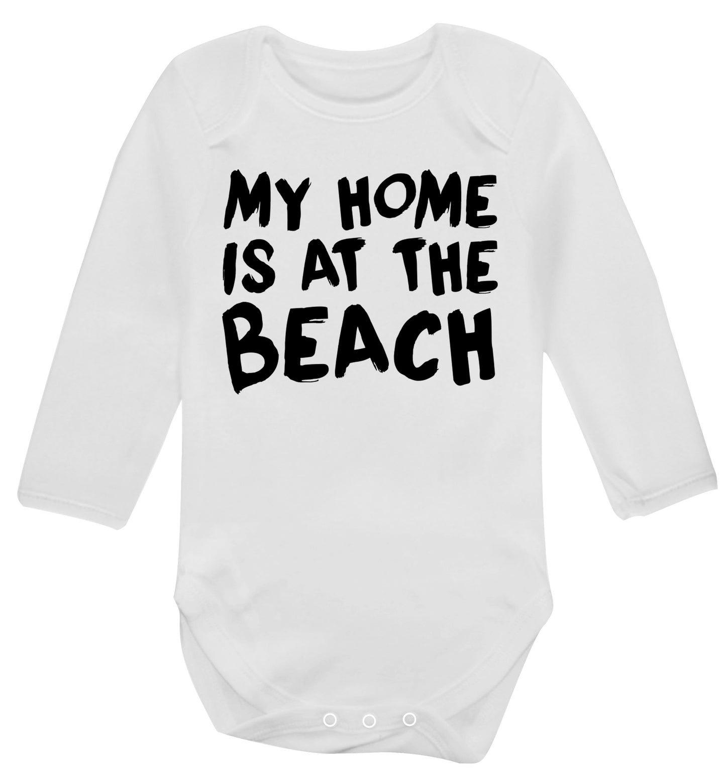 My home is at the beach Baby Vest long sleeved white 6-12 months