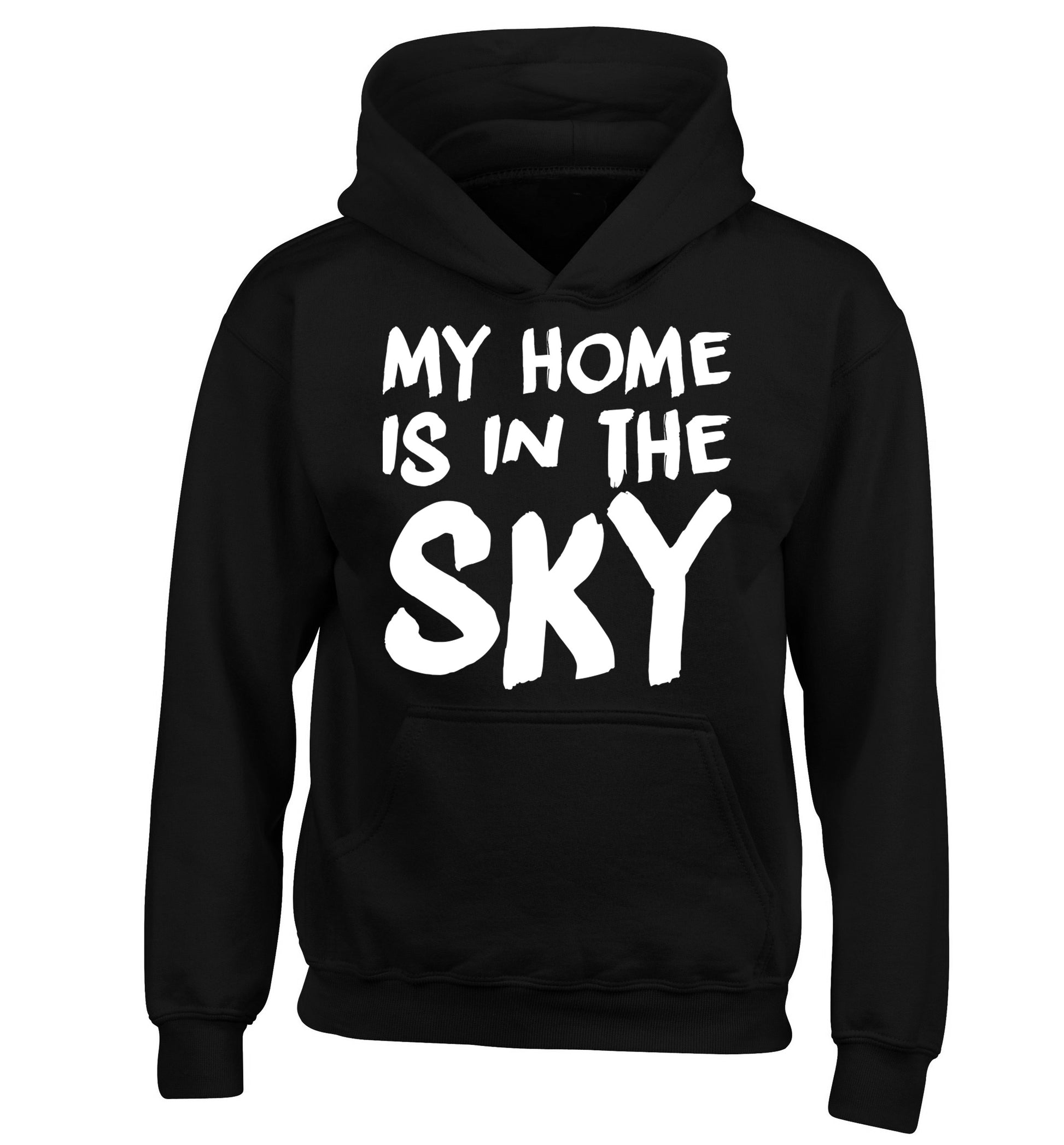 My home is in the sky children's black hoodie 12-14 Years