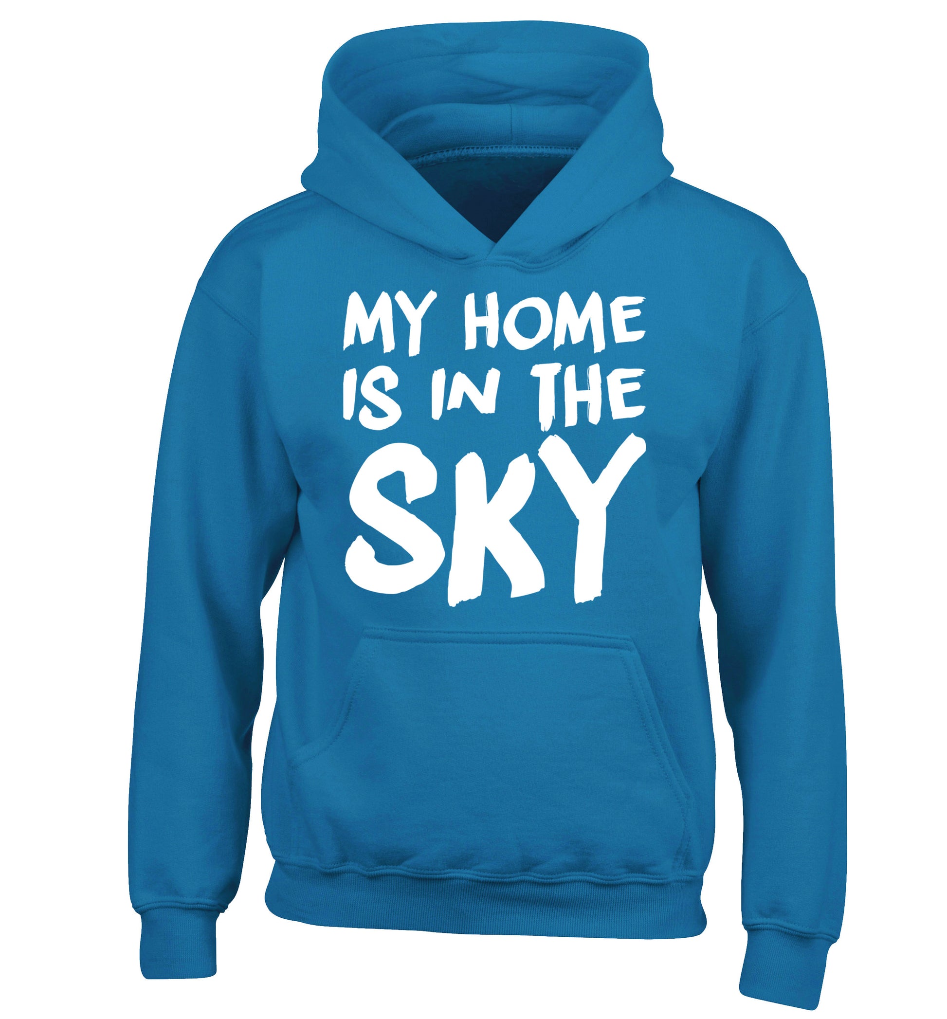 My home is in the sky children's blue hoodie 12-14 Years
