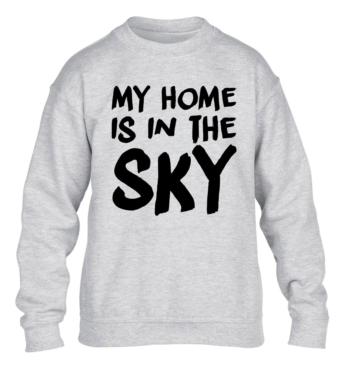 My home is in the sky children's grey sweater 12-14 Years