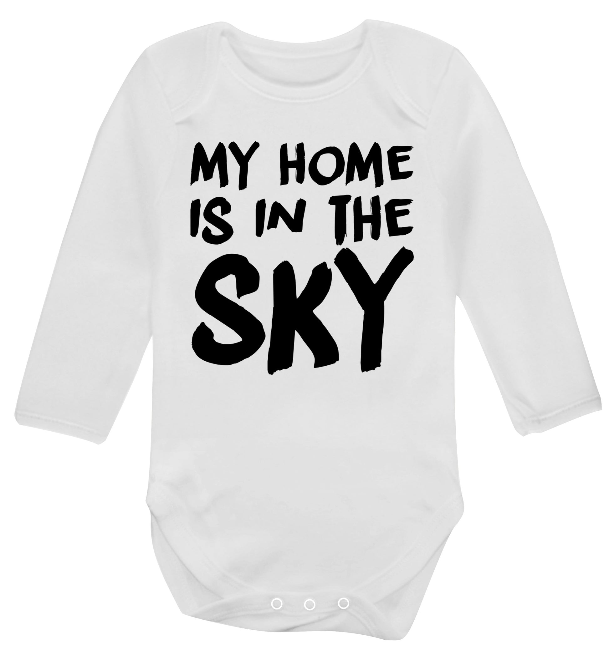 My home is in the sky Baby Vest long sleeved white 6-12 months