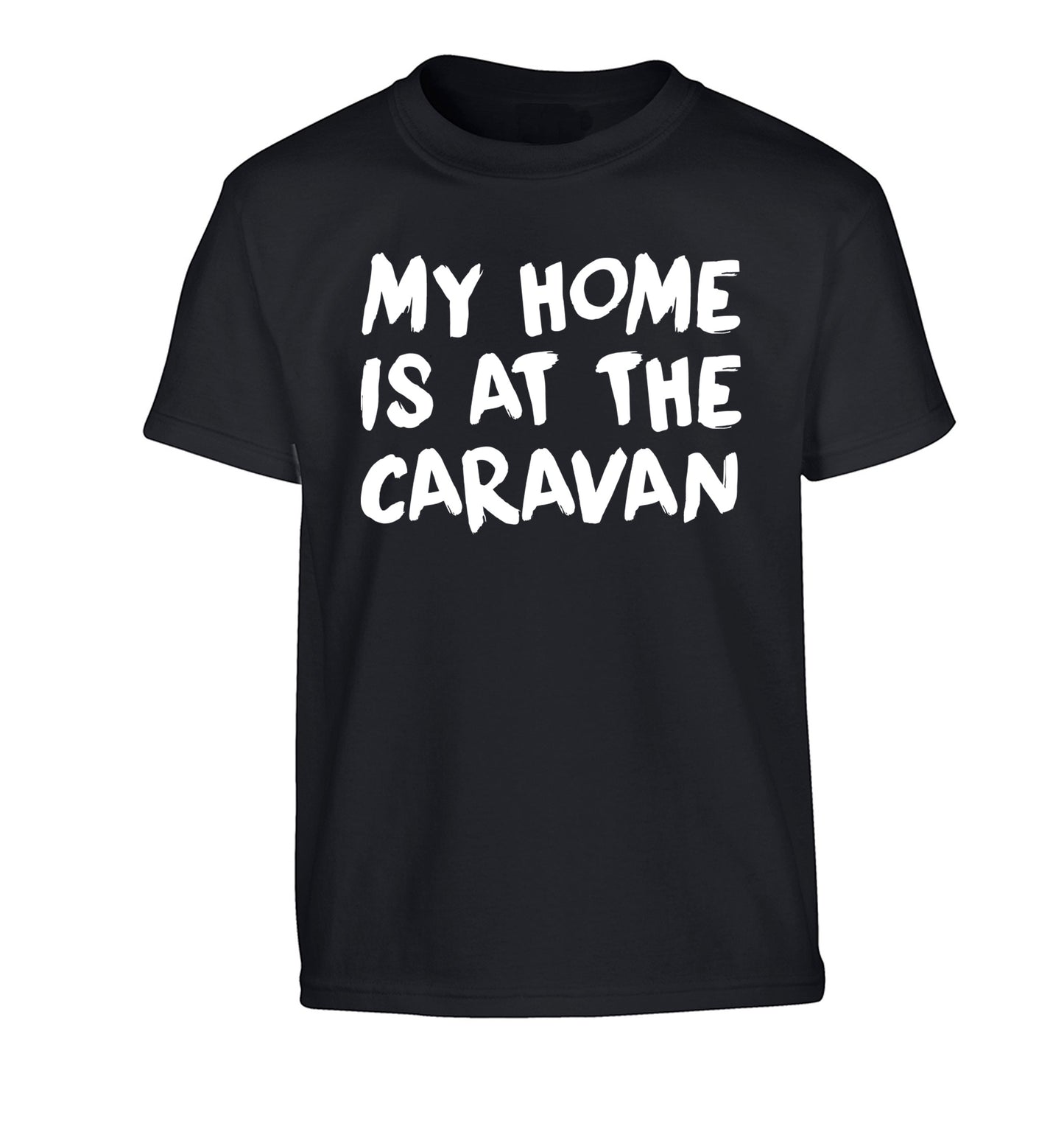 My home is at the caravan Children's black Tshirt 12-14 Years