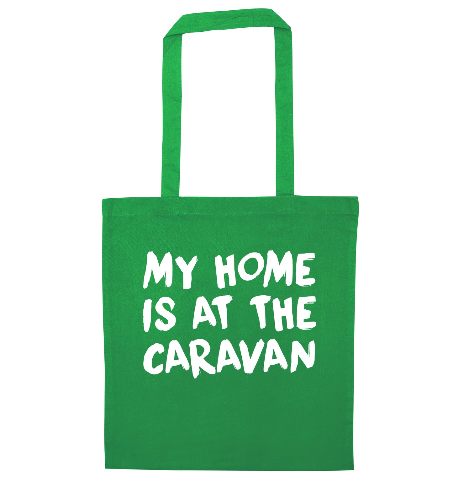 My home is at the caravan green tote bag