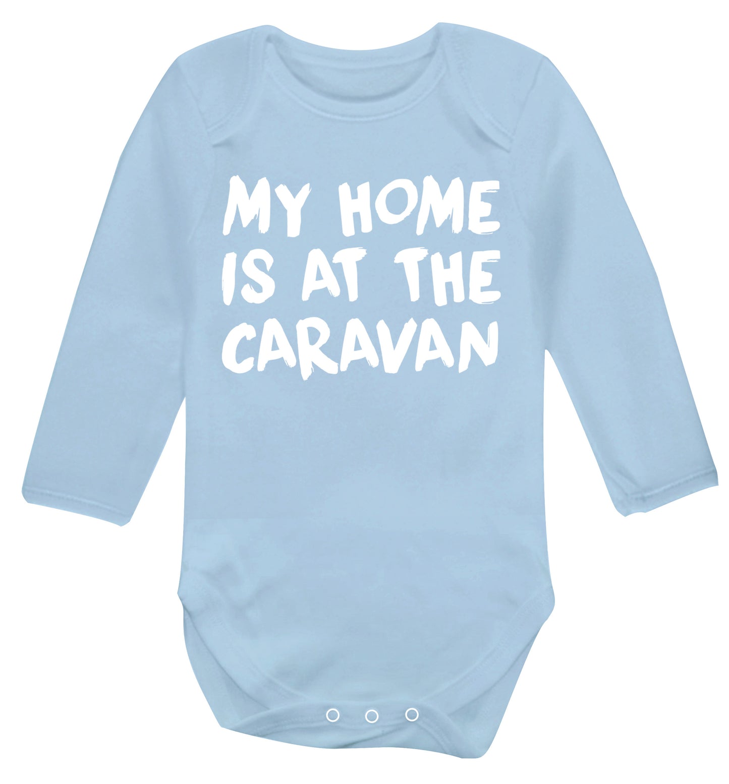 My home is at the caravan Baby Vest long sleeved pale blue 6-12 months