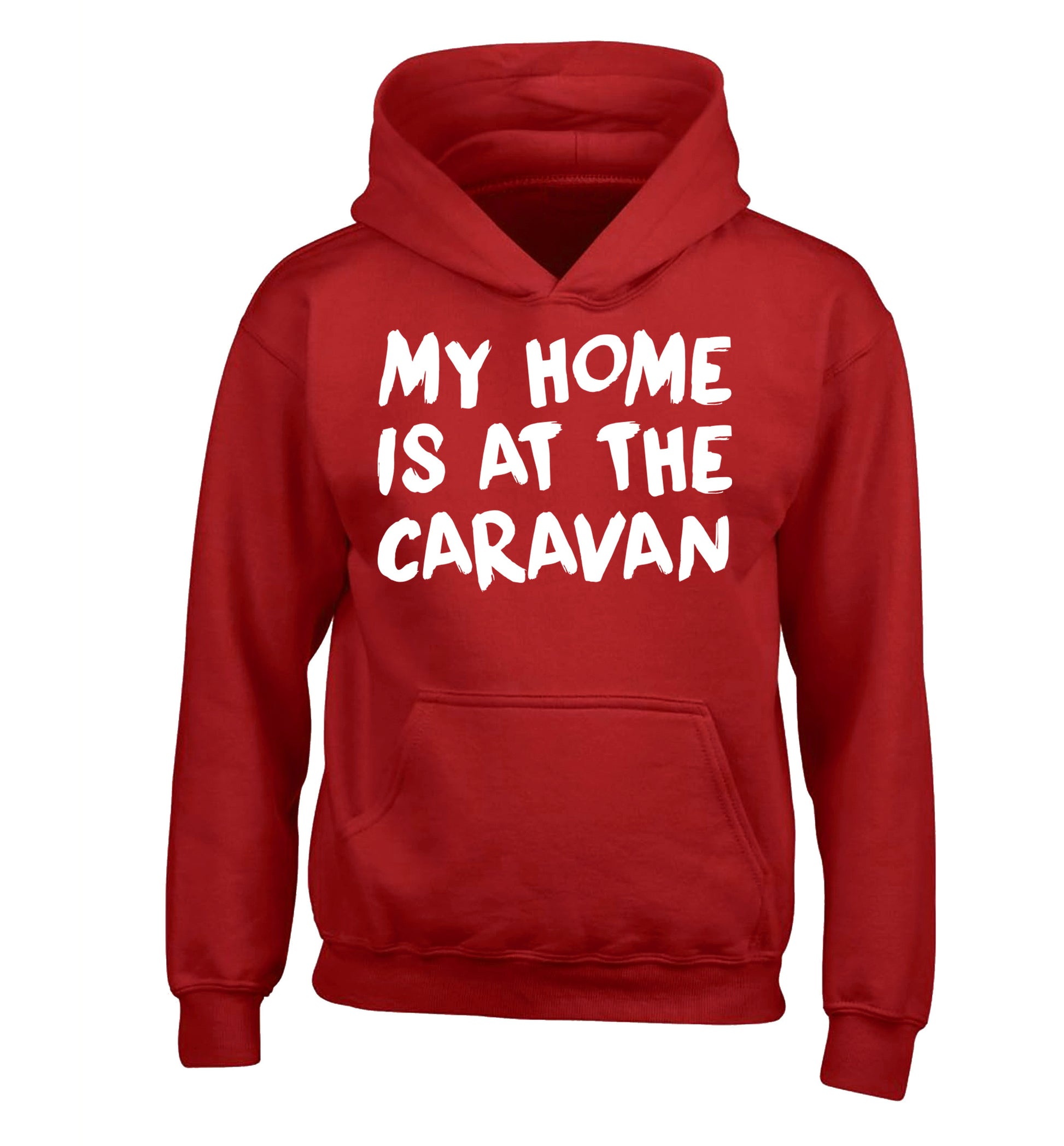 My home is at the caravan children's red hoodie 12-14 Years
