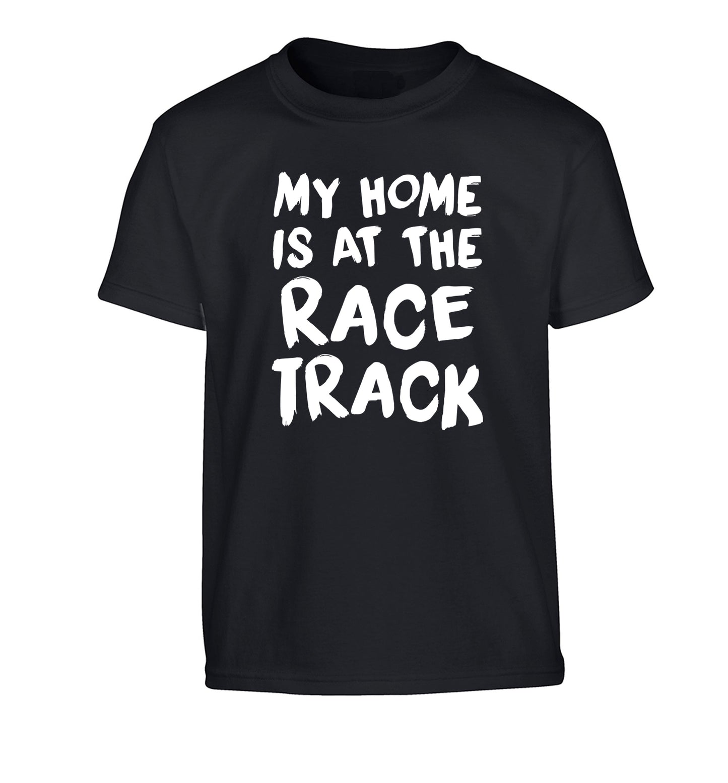 My home is at the race track Children's black Tshirt 12-14 Years