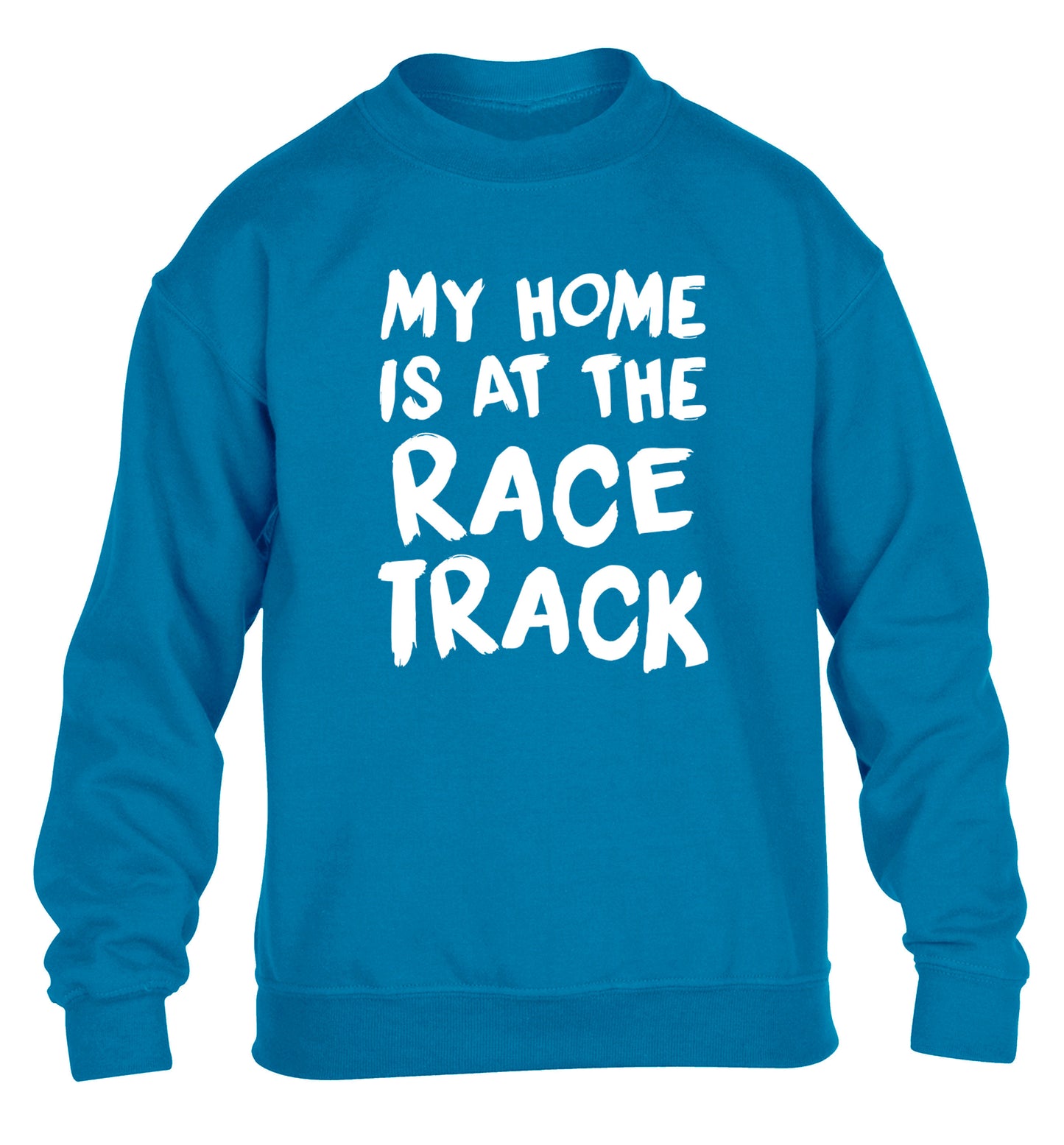 My home is at the race track children's blue sweater 12-14 Years