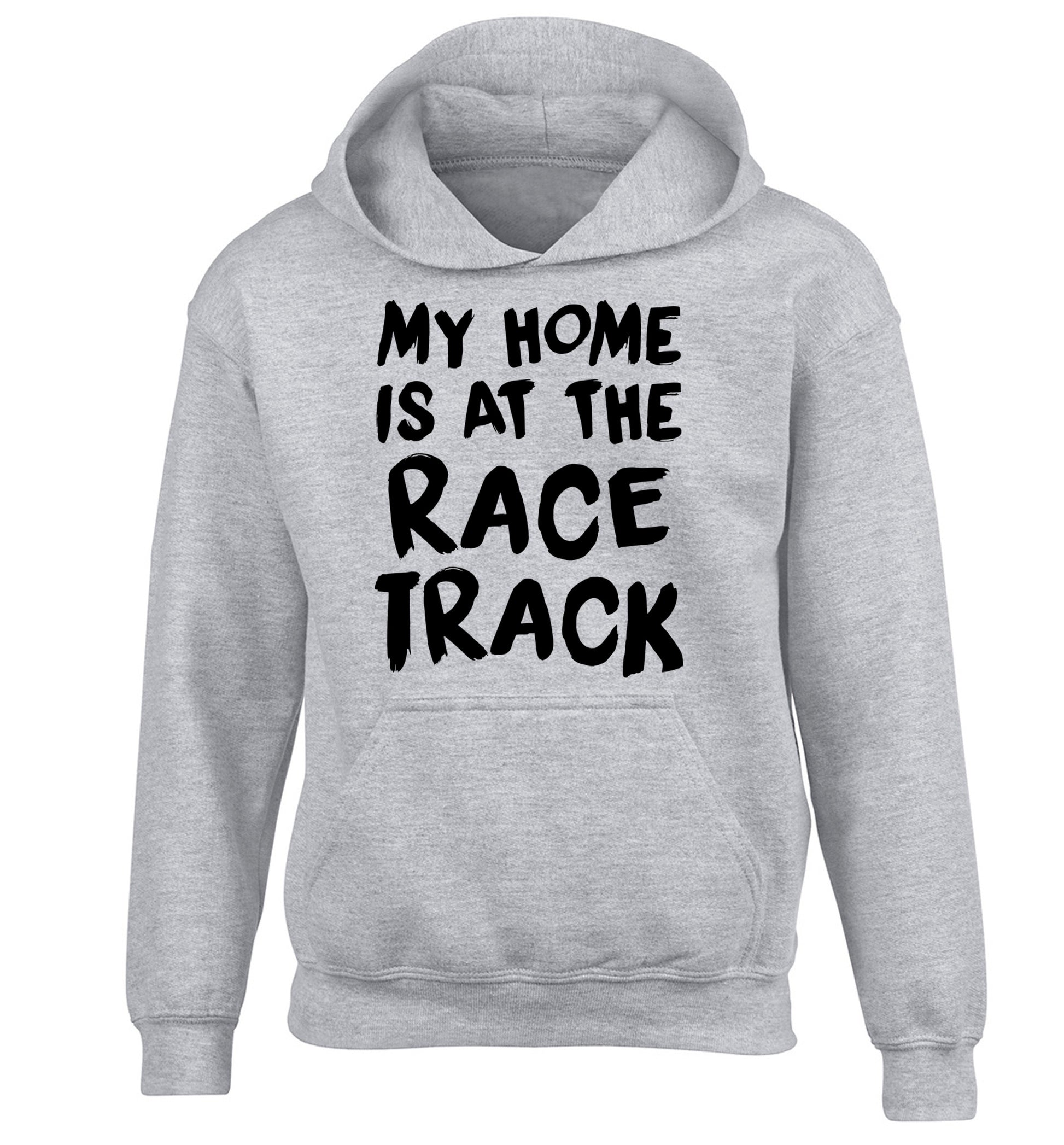 My home is at the race track children's grey hoodie 12-14 Years