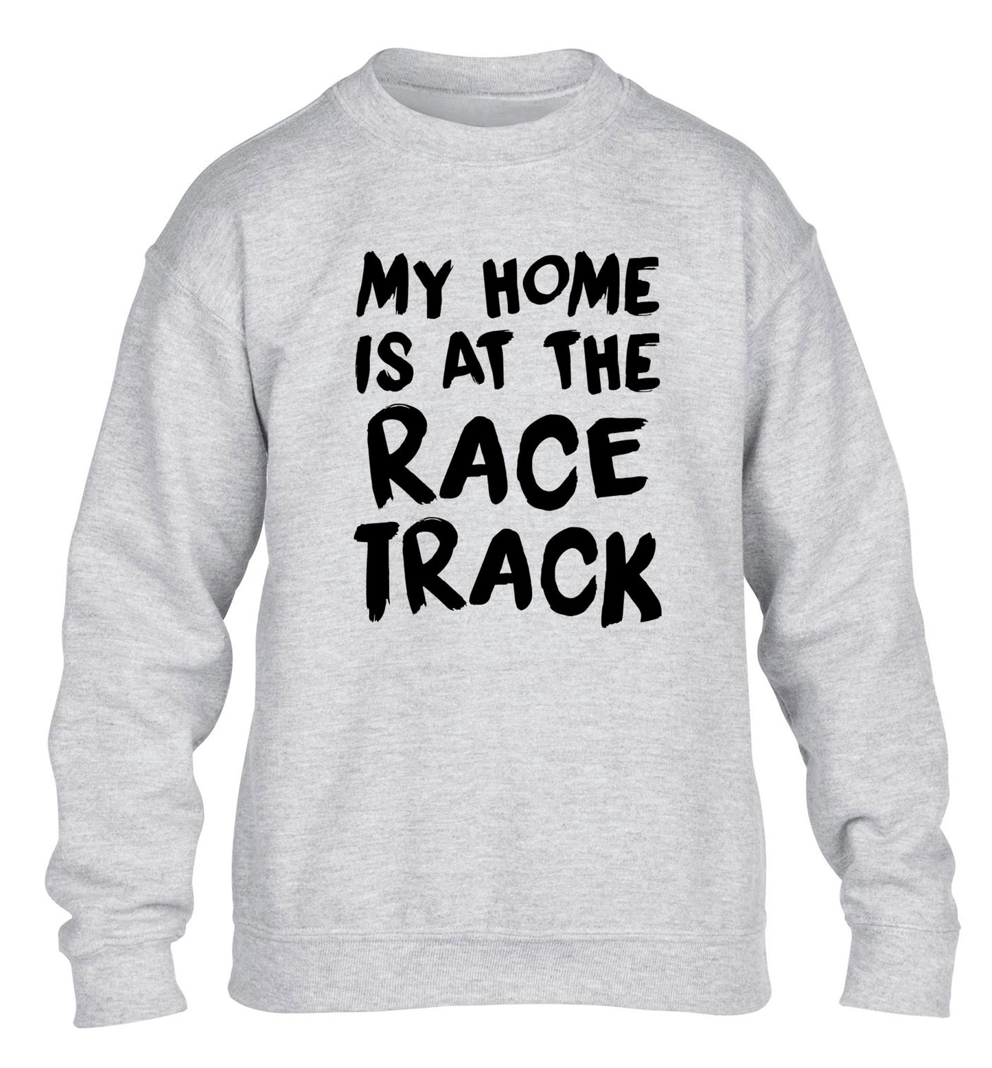 My home is at the race track children's grey sweater 12-14 Years