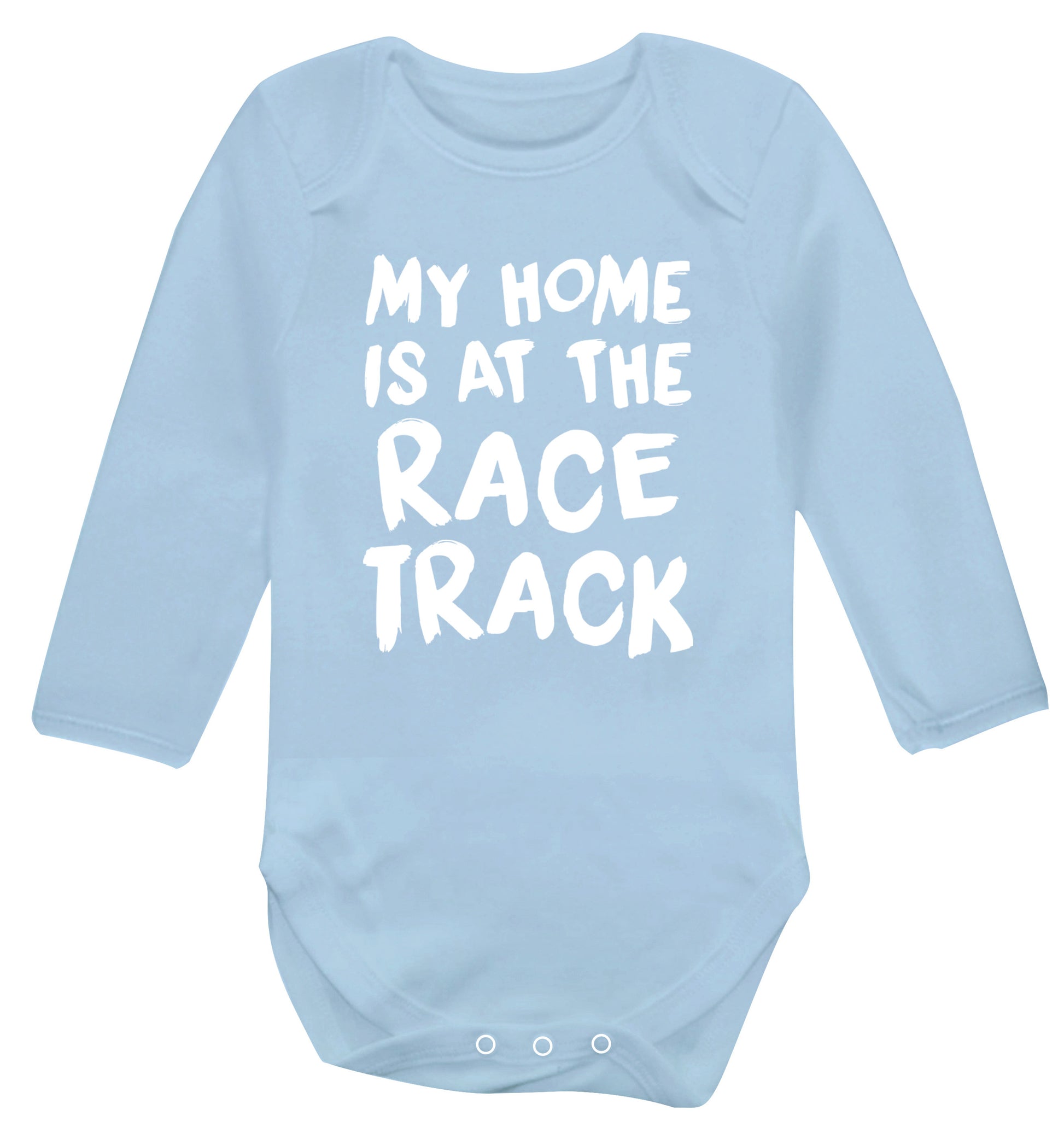My home is at the race track Baby Vest long sleeved pale blue 6-12 months