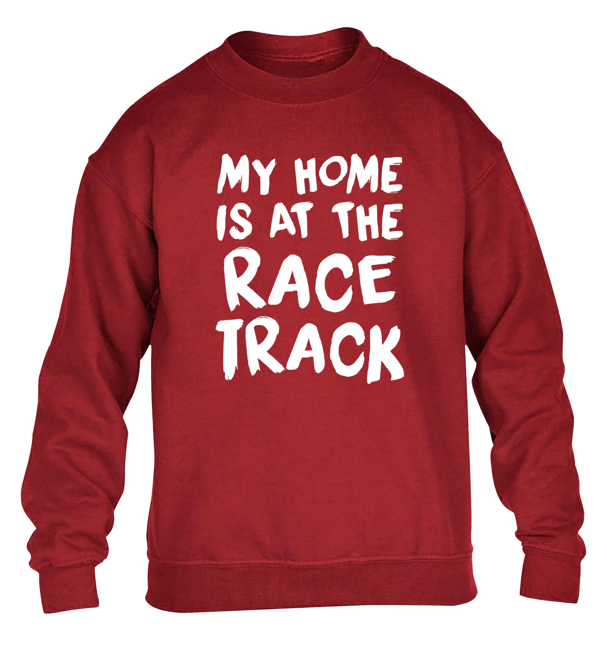 My home is at the race track children's grey sweater 12-14 Years
