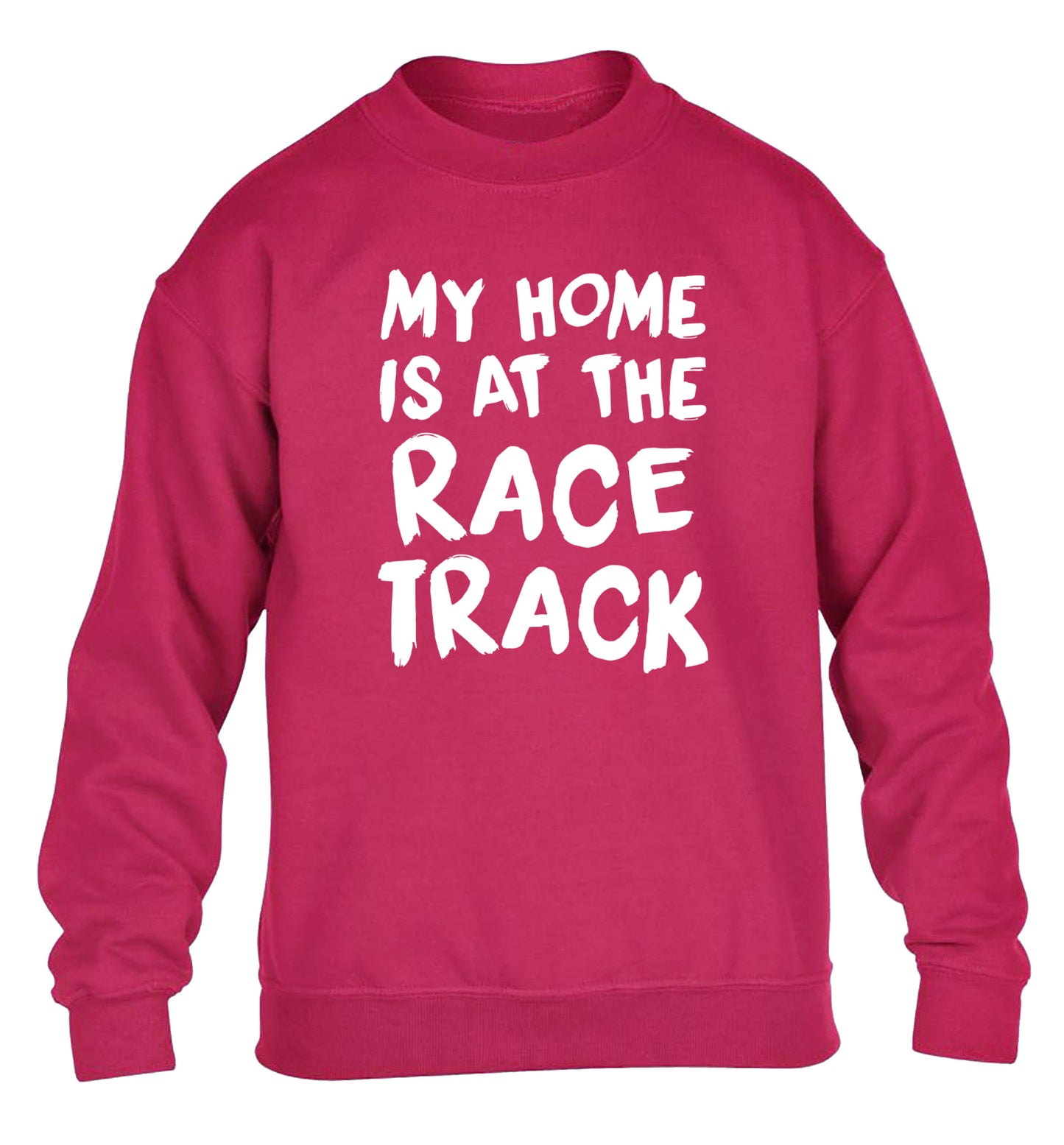 My home is at the race track children's pink sweater 12-14 Years