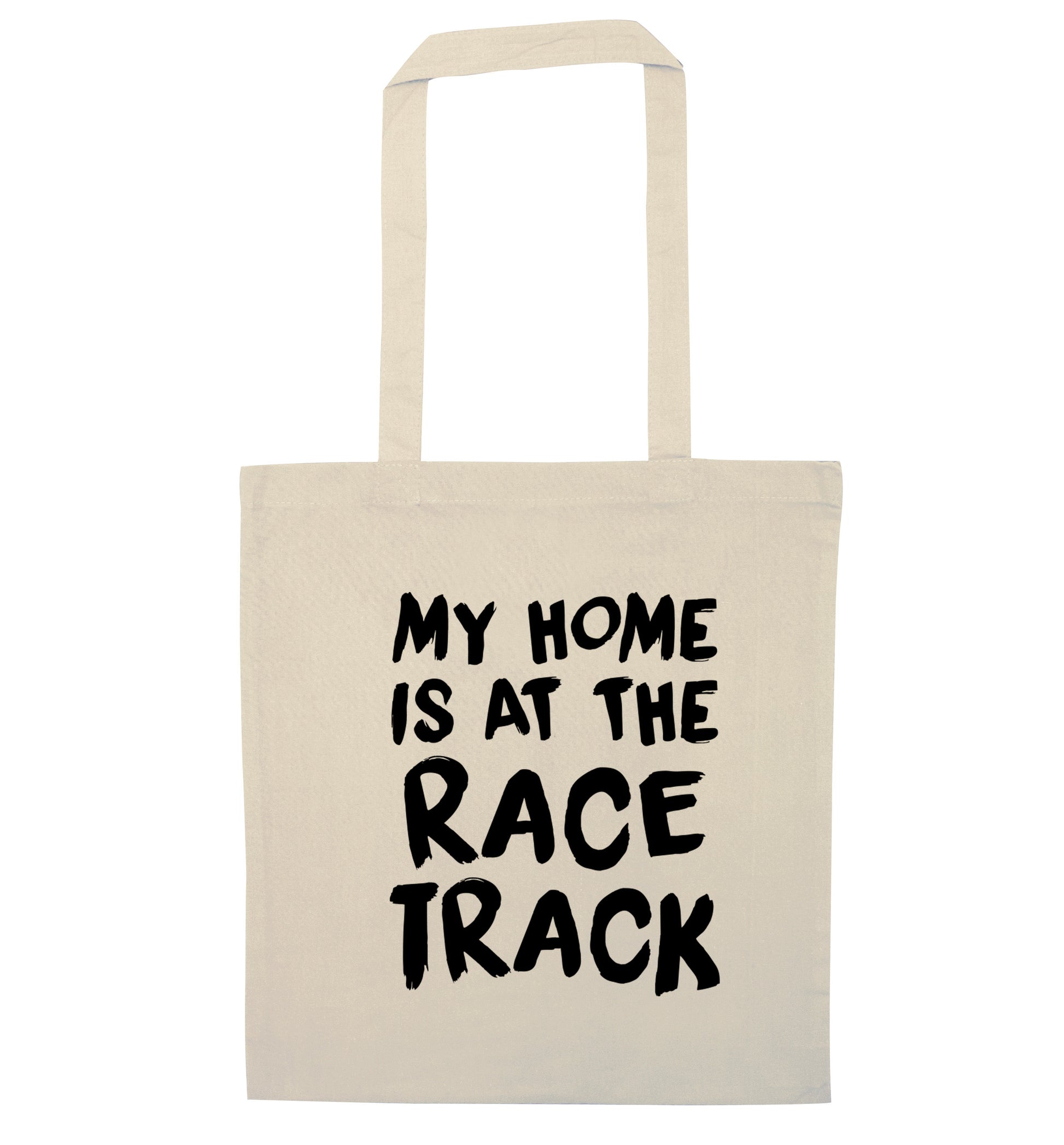My home is at the race track natural tote bag