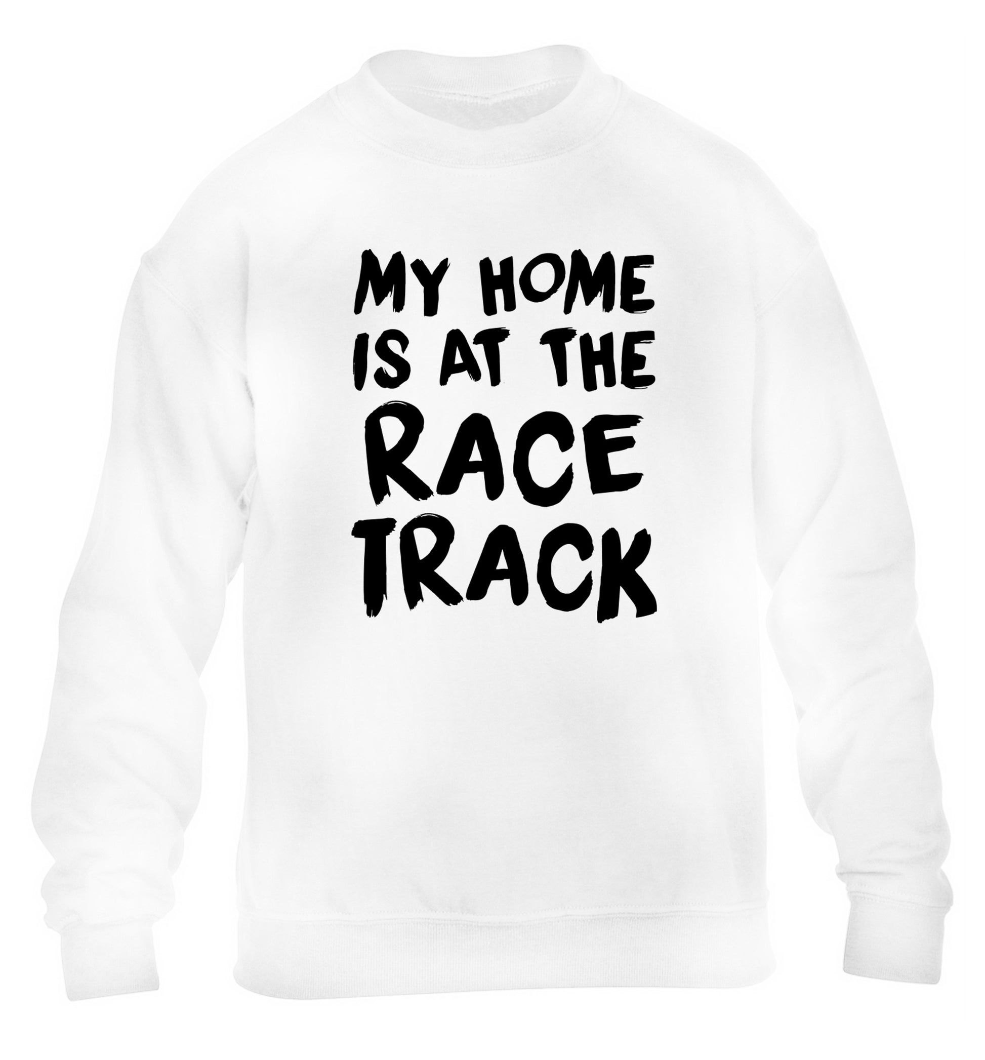 My home is at the race track children's white sweater 12-14 Years