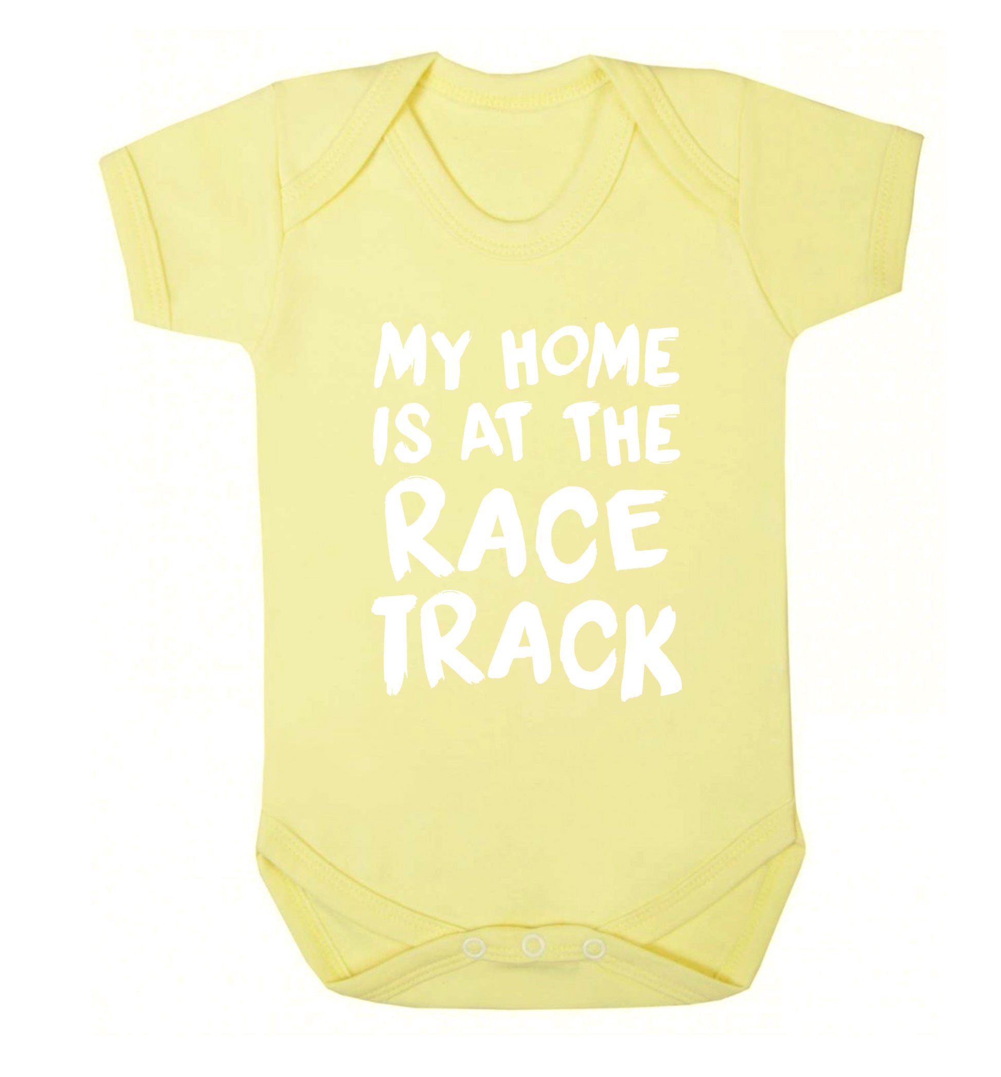 My home is at the race track Baby Vest pale yellow 18-24 months