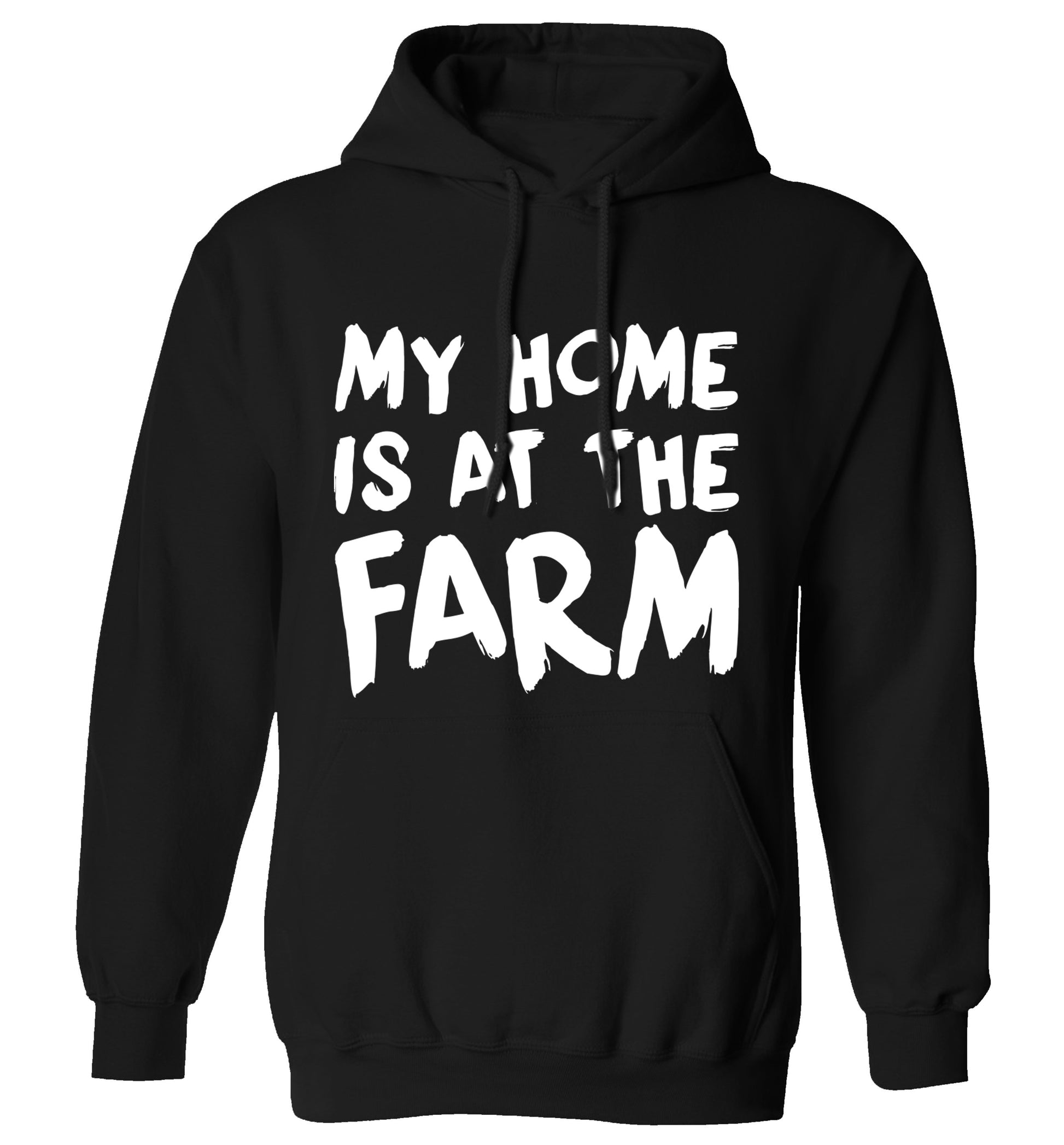 My home is at the farm adults unisex black hoodie 2XL